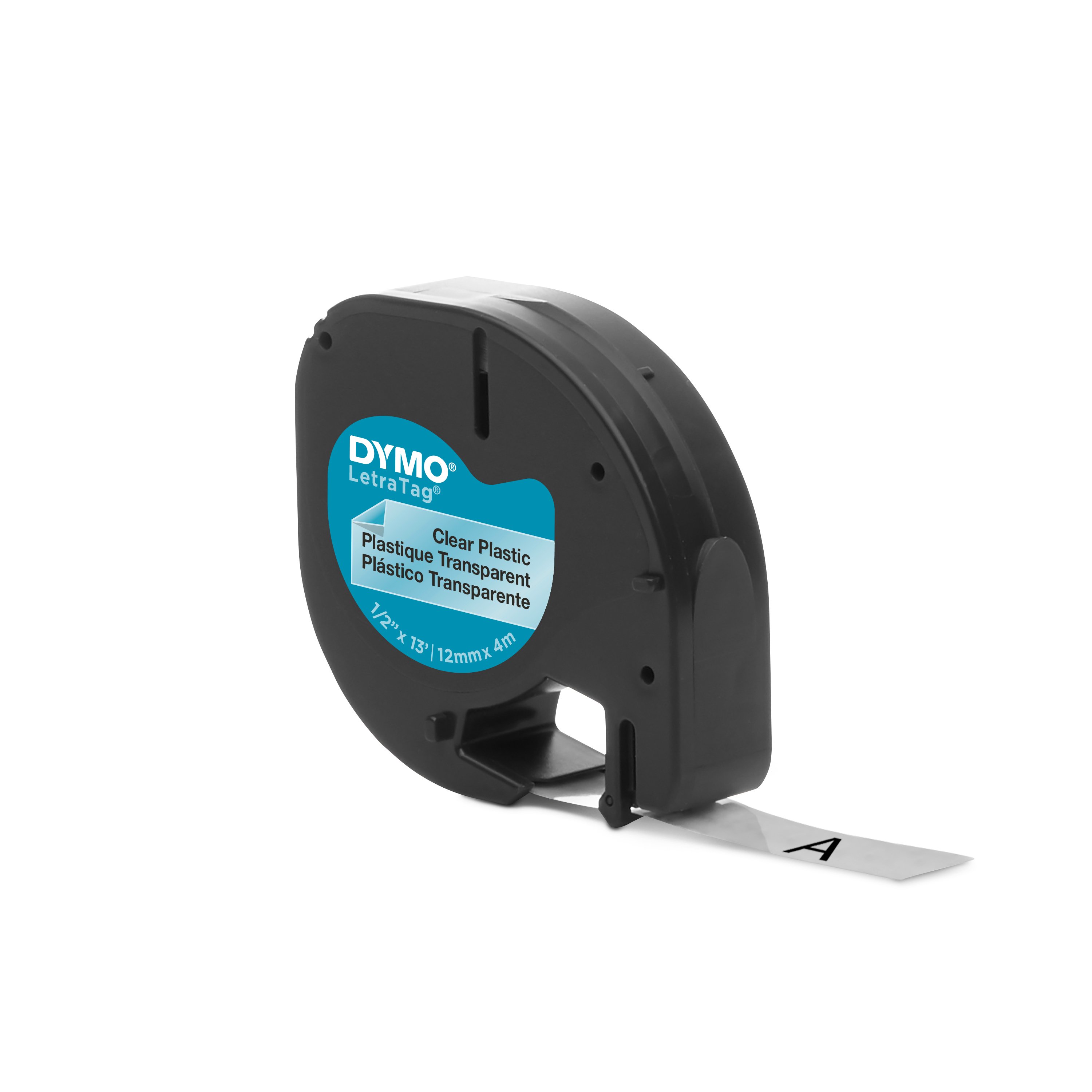 Details about   5PK 12MM 1/2" For DYMO LetraTag LT100H 16952 Plastic Label Tape Black on Clear 