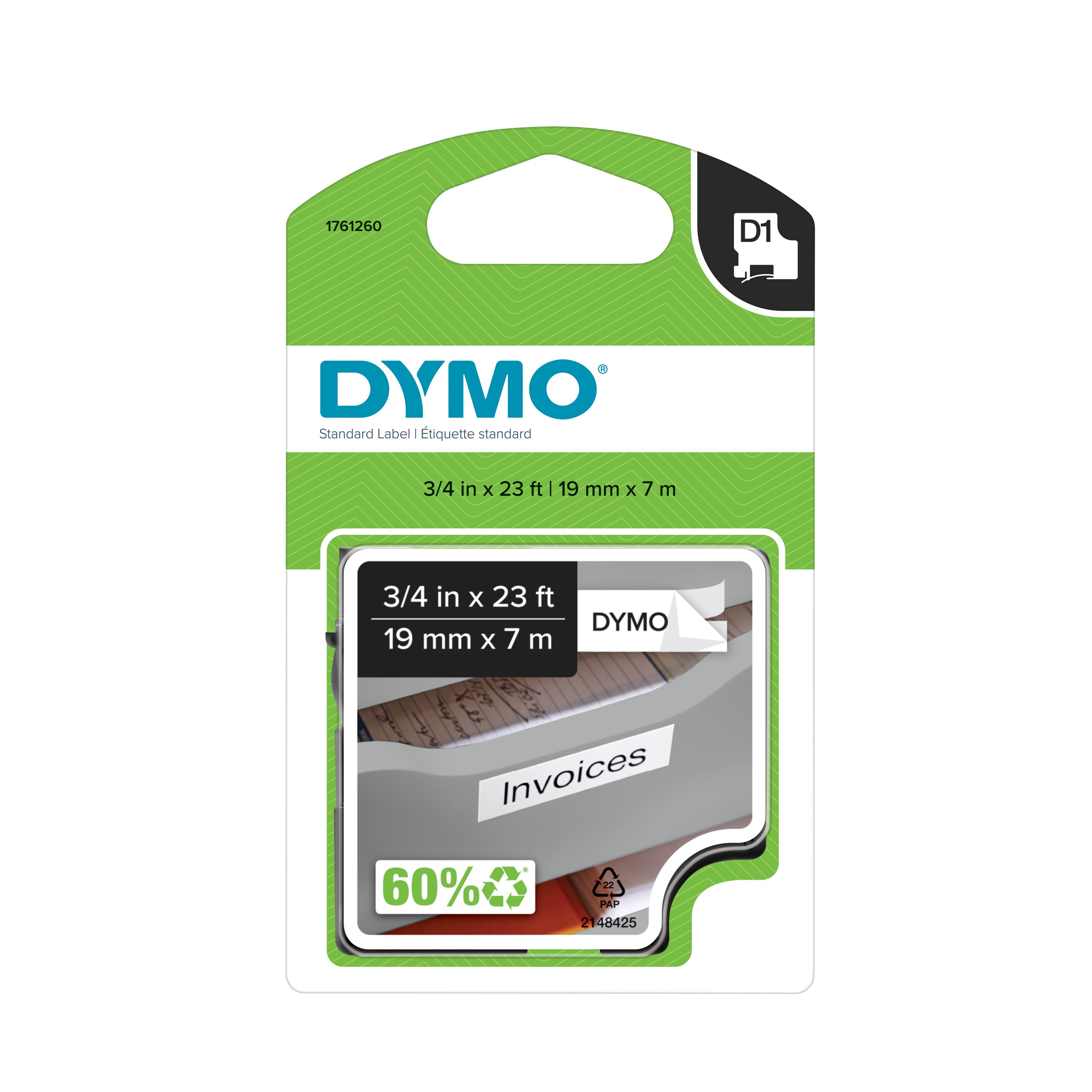 DYMO D1 - Standard Étiquettes - Noir sur blanc - 12mm x 7m