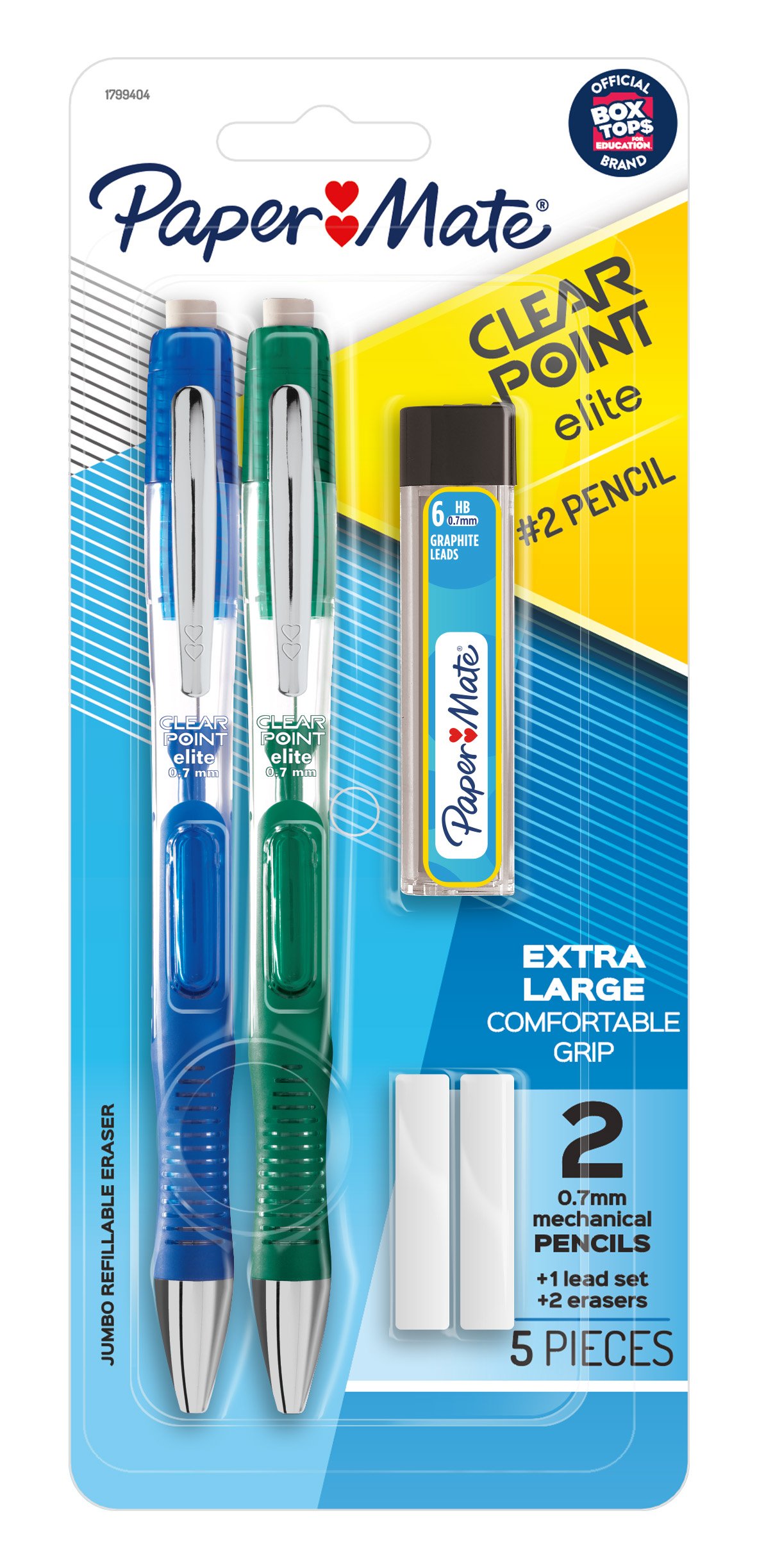 Paper Mate Clearpoint Mechanical Pencil Starter Set, 0.5 mm, 2 Pencils, 1  Lead Refill Set, 2 Erasers 