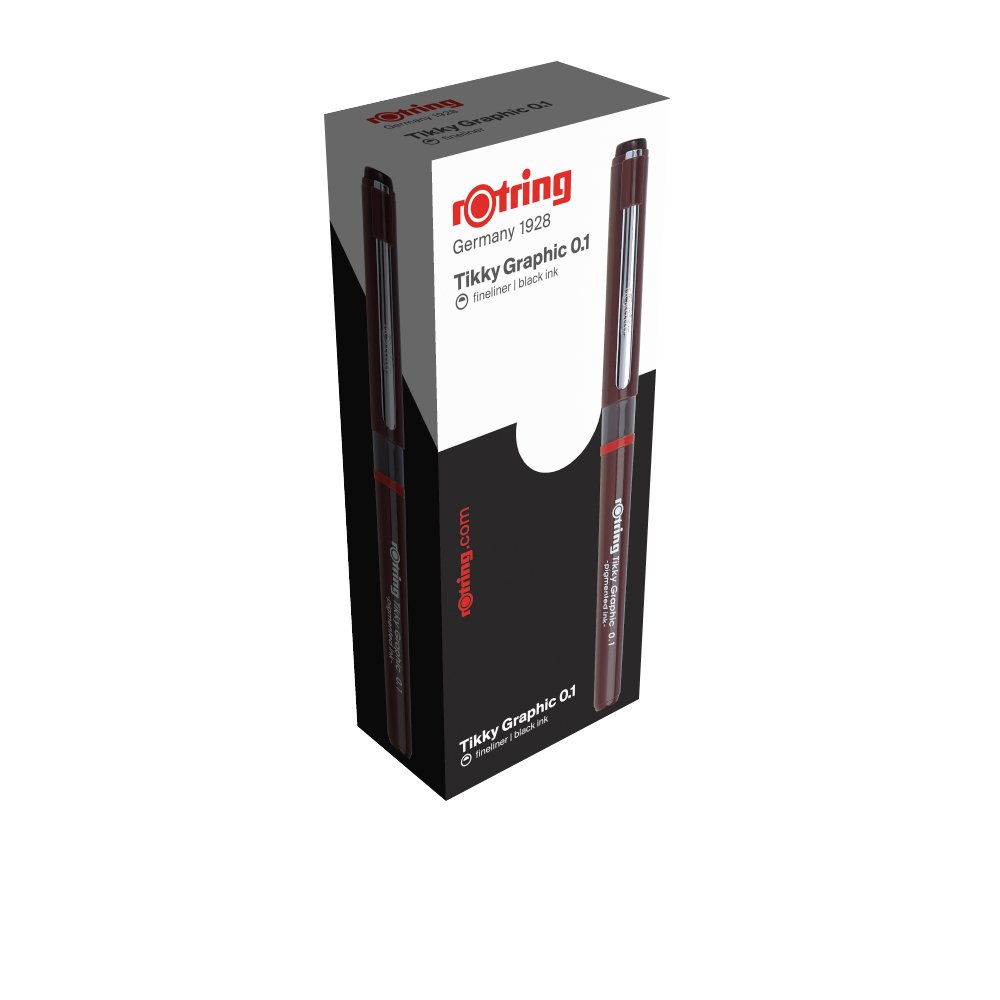 Rotring Tikky Fine Liner Fiber Tip Graphic Pen, 0.8 mm, Black Ink (1904758)