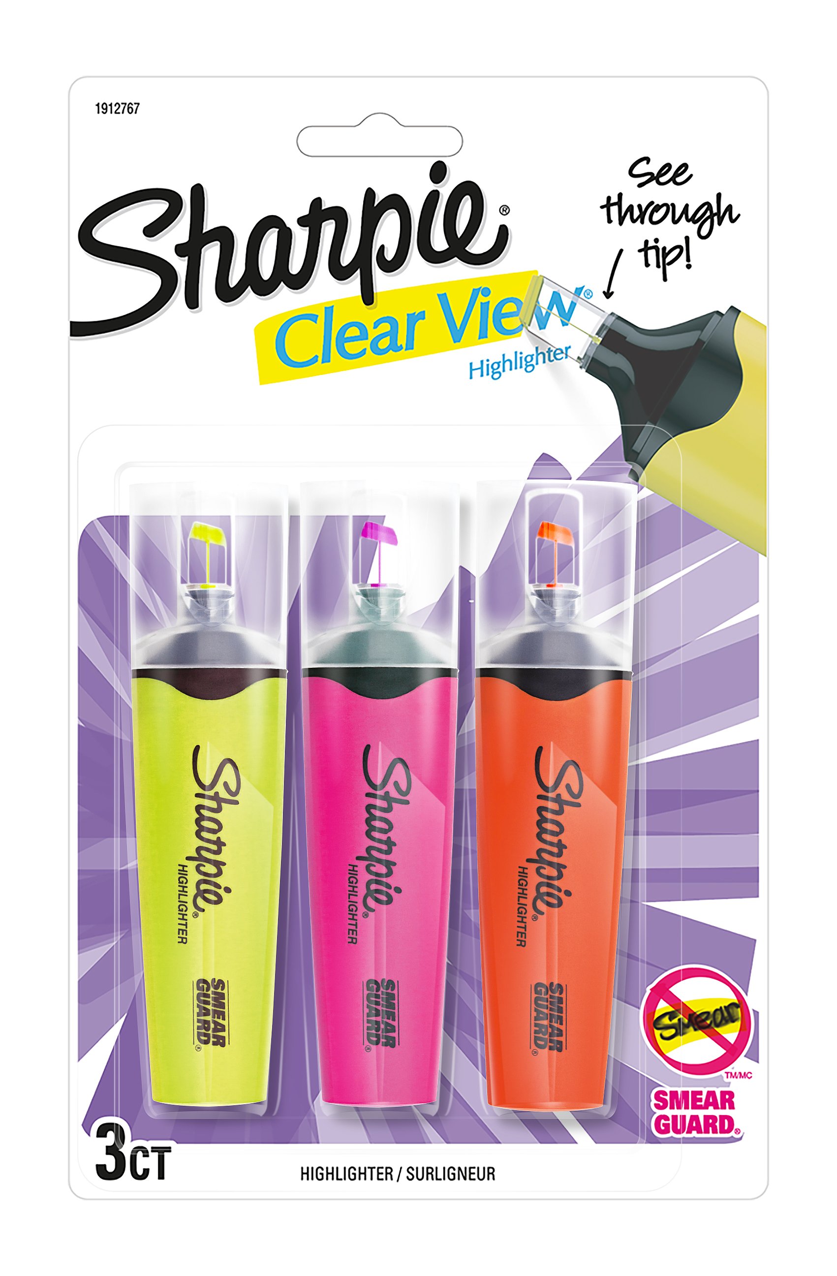 Sharpie Clear View Stick Highlighters, See-Through Chisel Tip