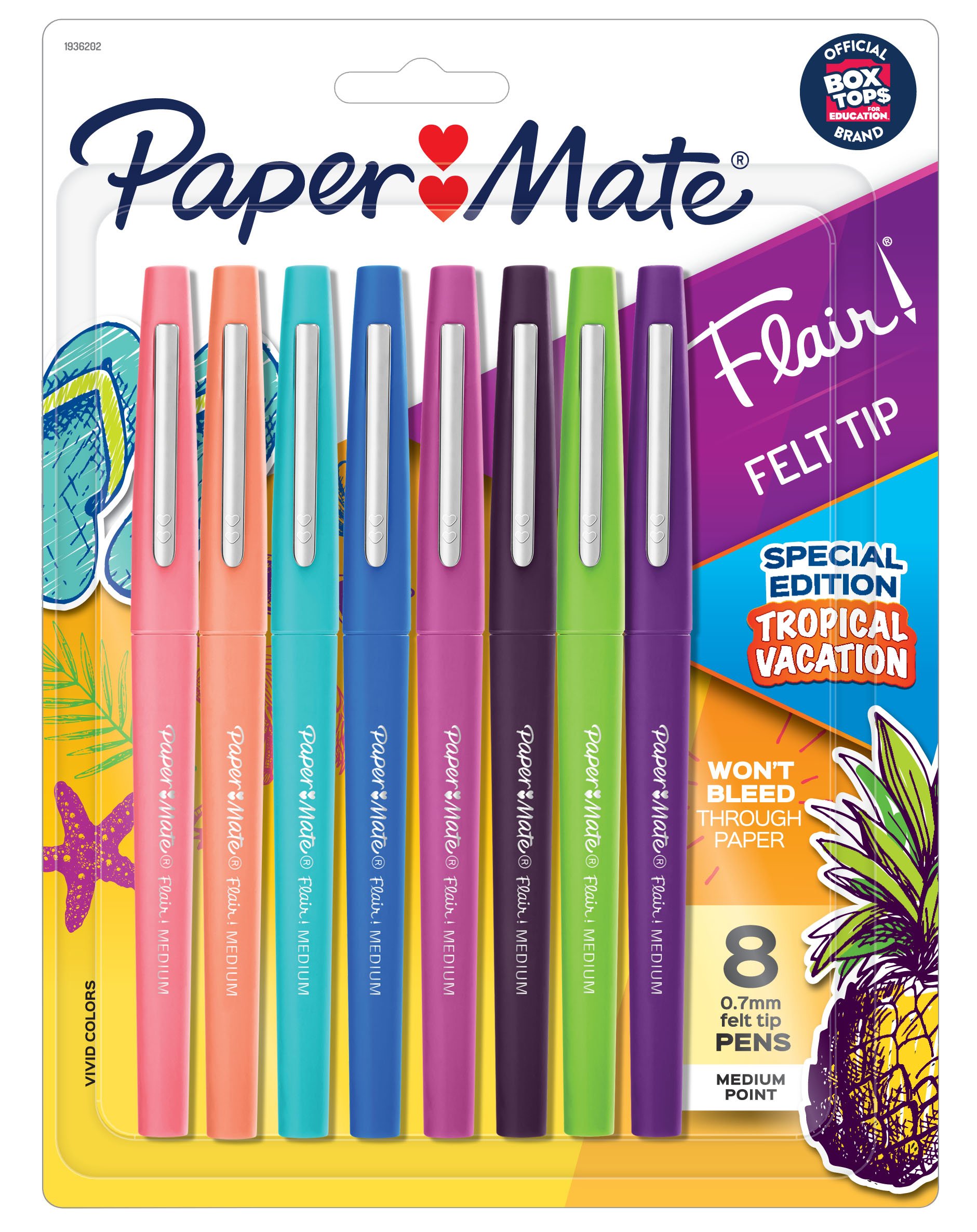 Paper Mate Flair Pens, Medium Point, 0.7 mm, Felt Tip - 2 pens