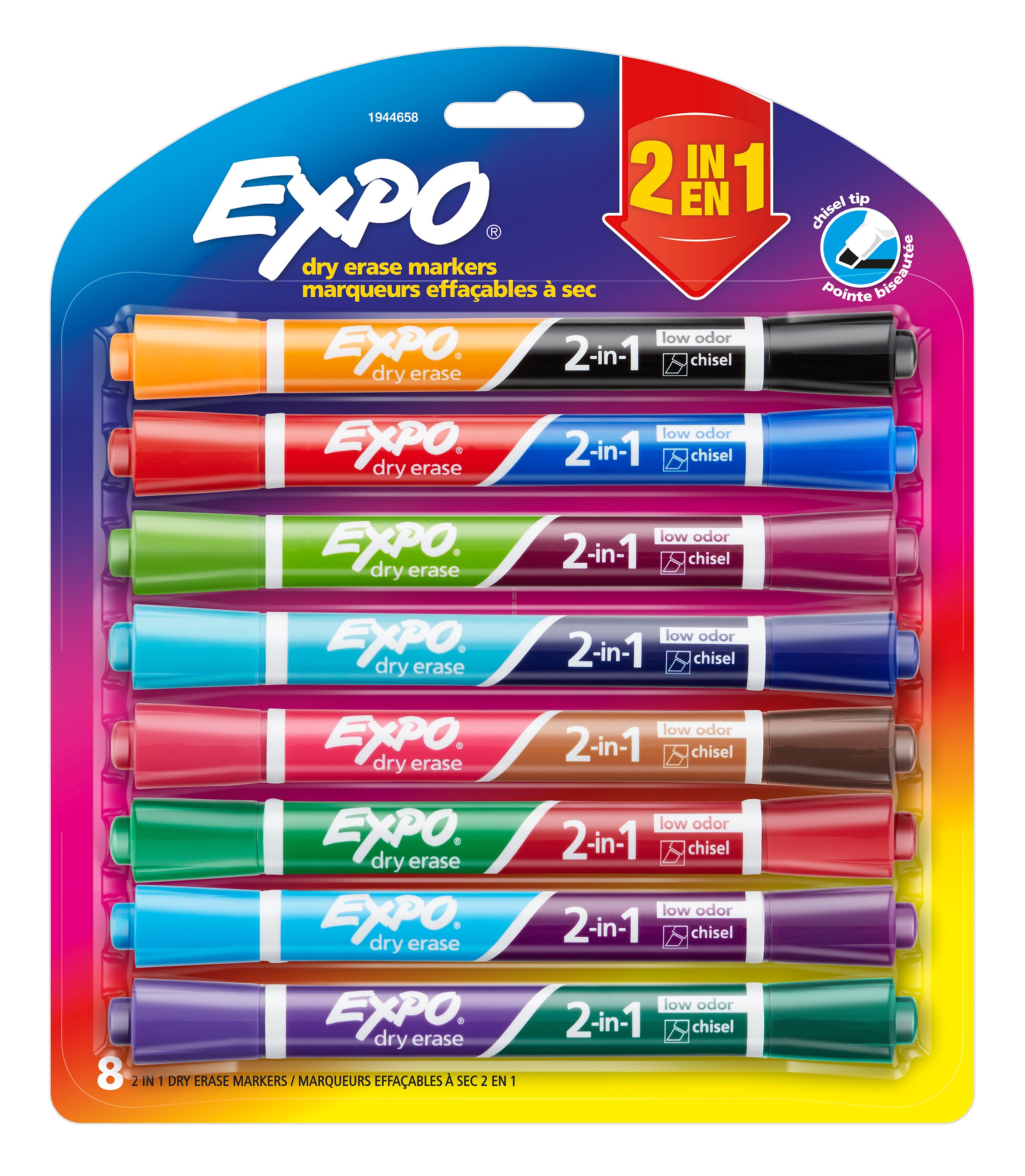 EXPO 2-in-1 Dry Erase Markers, Chisel Tip