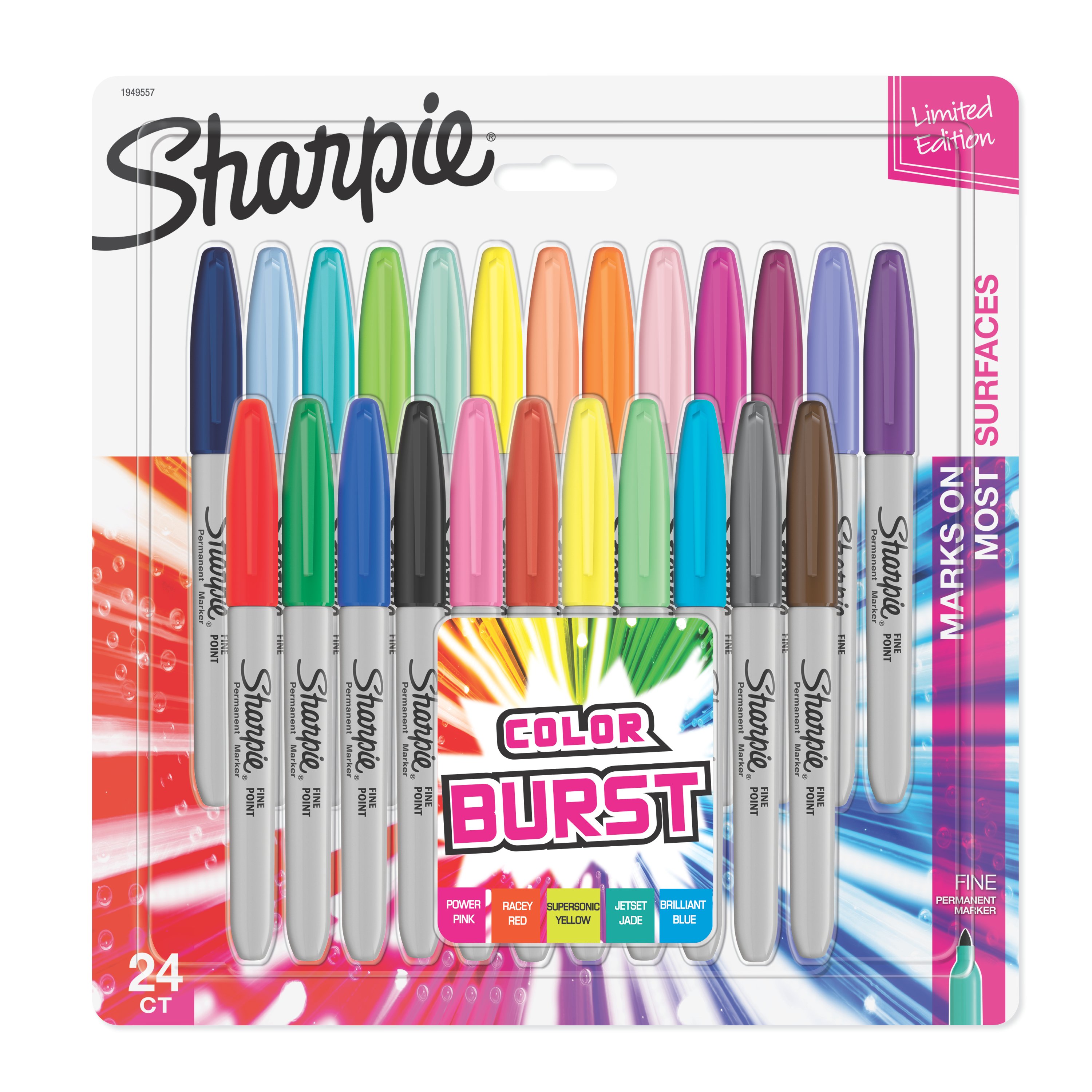 Basics Felt Tip Marker Pens - Assorted Color, 24-Pack