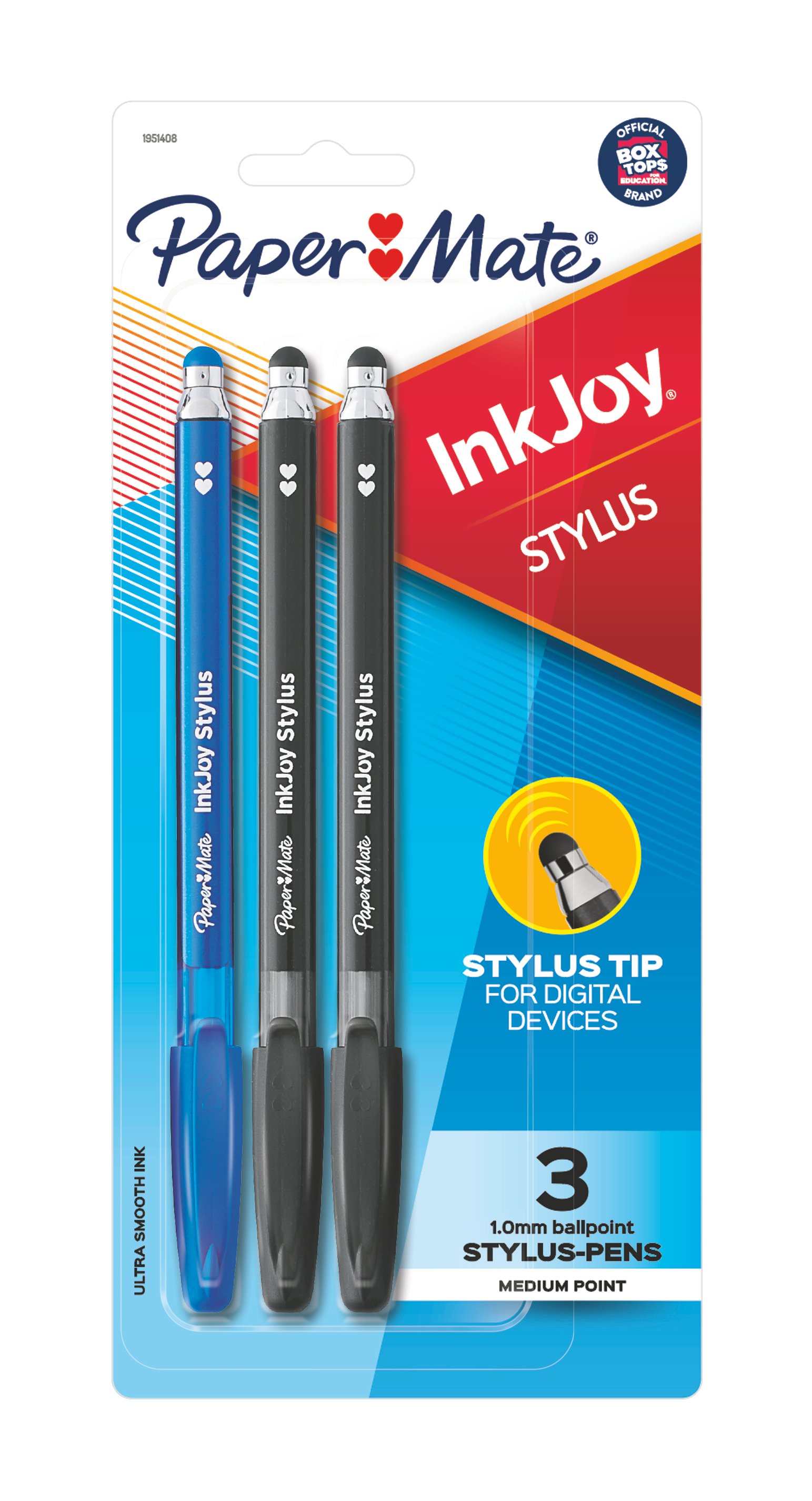 Black Ink Medium Paper Mate InkJoy 2 in 1 Stylus Ball Point Pen 1 Pack 