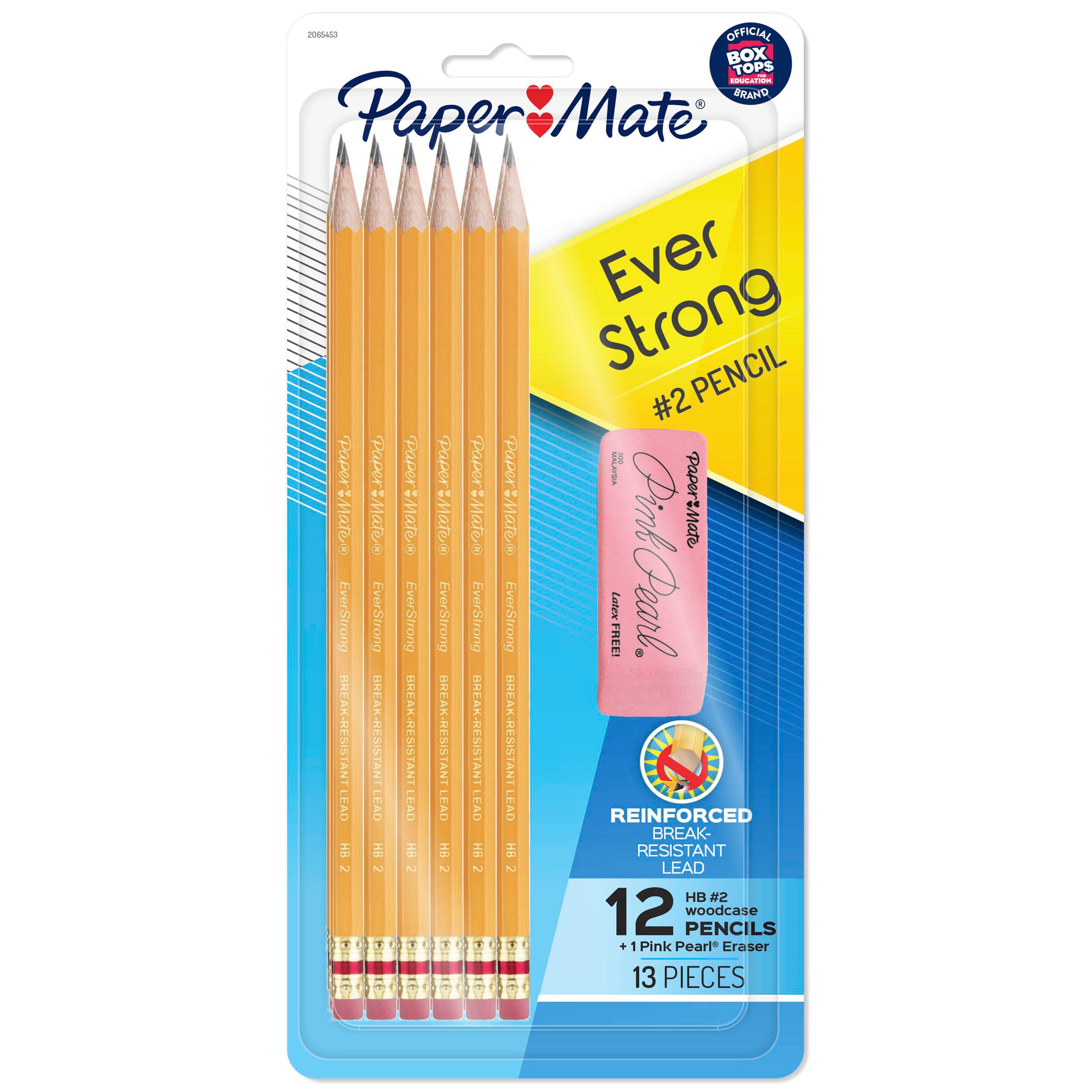 Paper Mate Everstrong 2 Woodcase Pencils With Pink Pearl Erasers Papermate