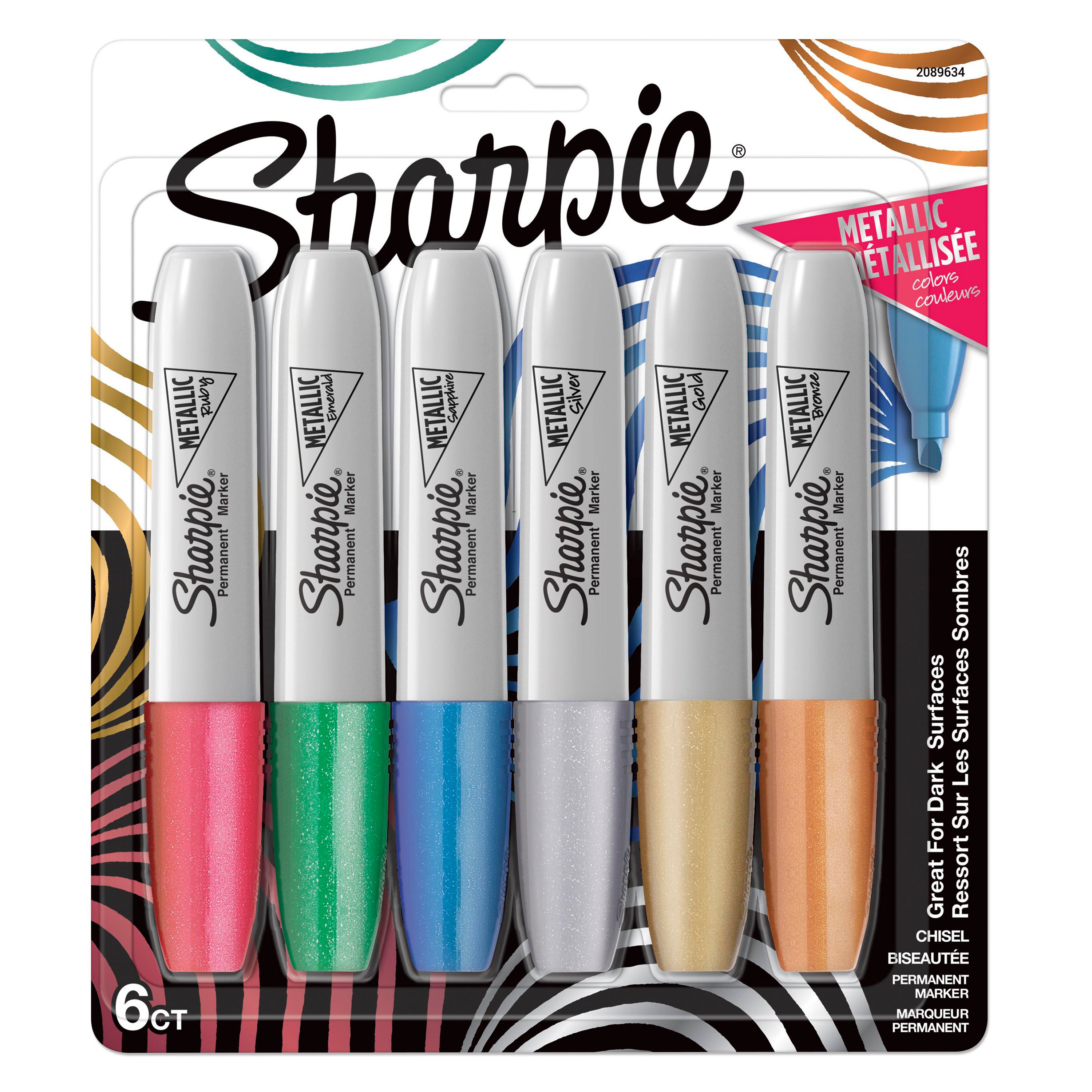 Sharpie Permanent Markers, Chisel Tip, Assorted Colors - 8 markers