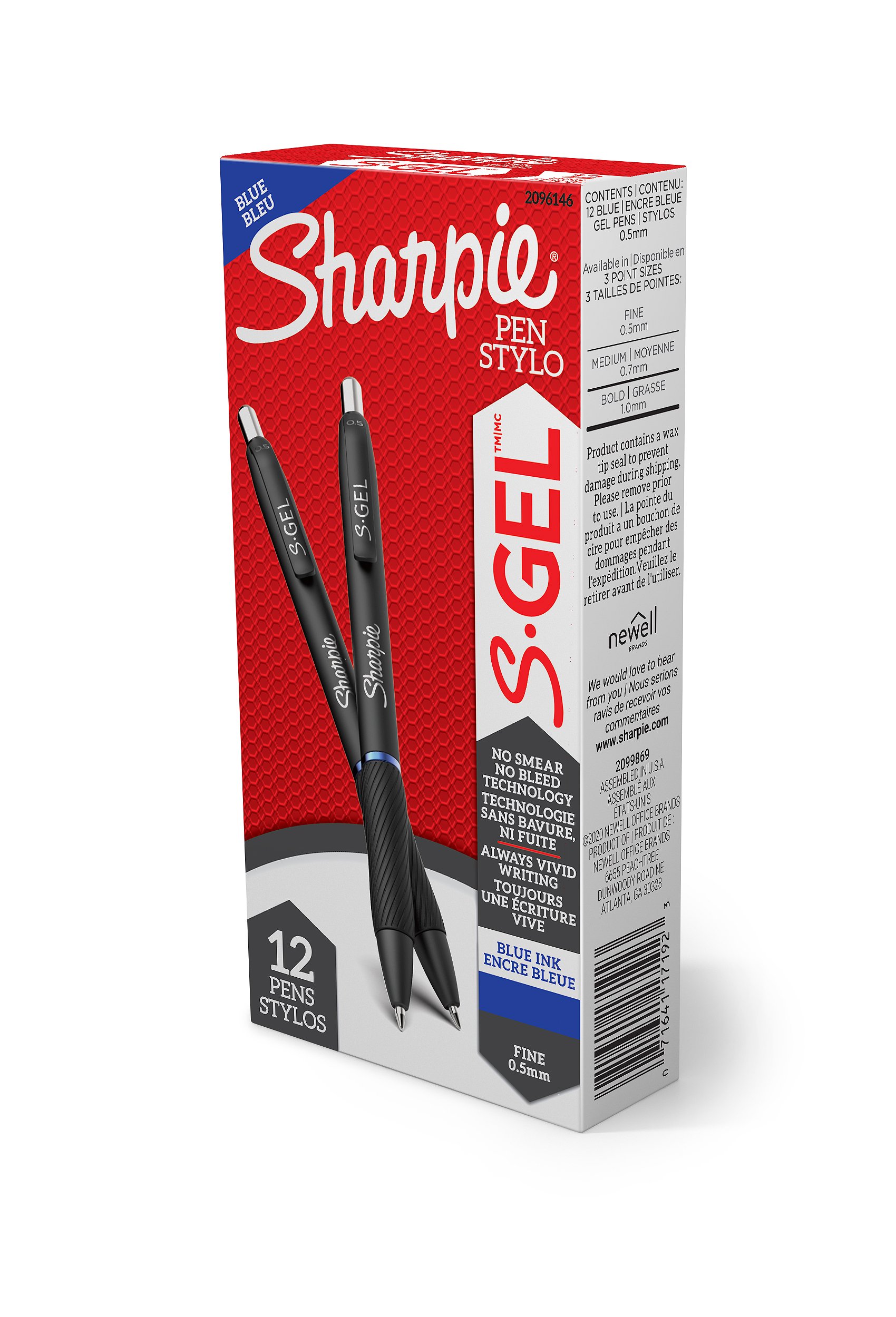 Sharpie S-Gel Fashion Barrel Gel Pens, Medium Point, 0.7 mm, Assorted Barrel, Assorted Ink, Pack of 12 Pens