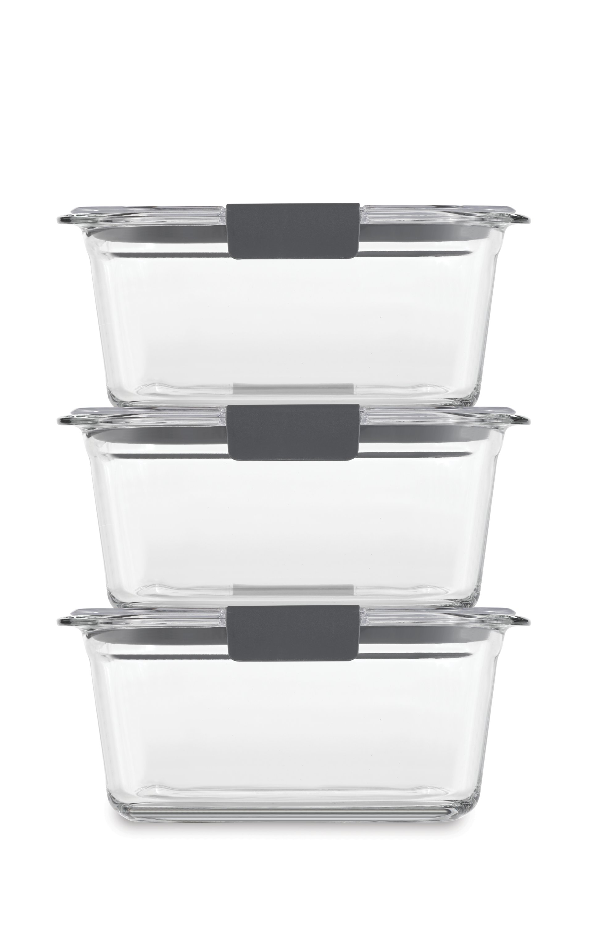 Rubbermaid Brilliance Glass Storage Set of 9 Food Containers with Lids (18  Pieces Total), Set, Assorted, Clear & Brilliance Glass Storage 4.7-Cup Food
