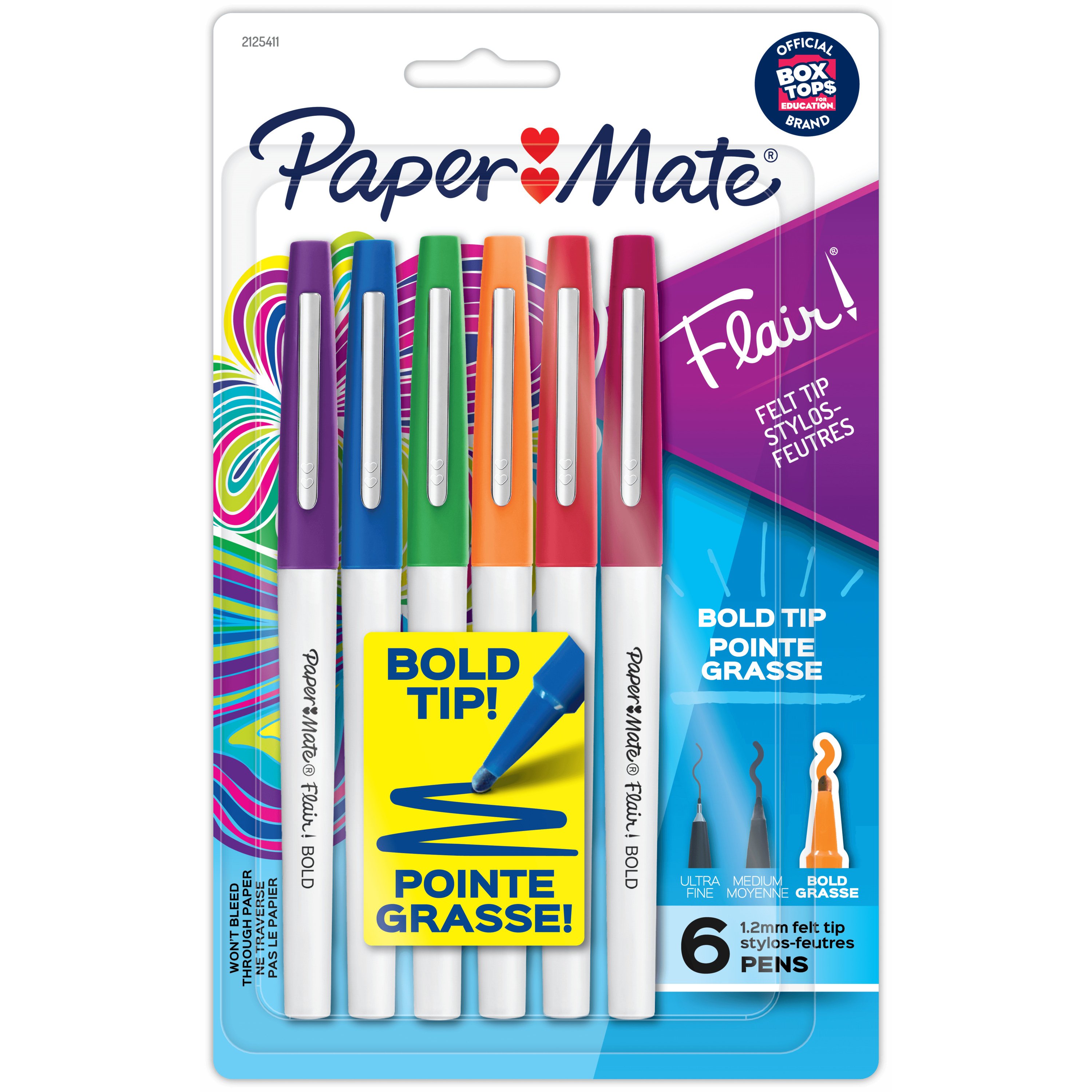 Paper Mate Flair Felt Tip Pens Bold Tip Assorted Colors 1.2 mm 4 Count 