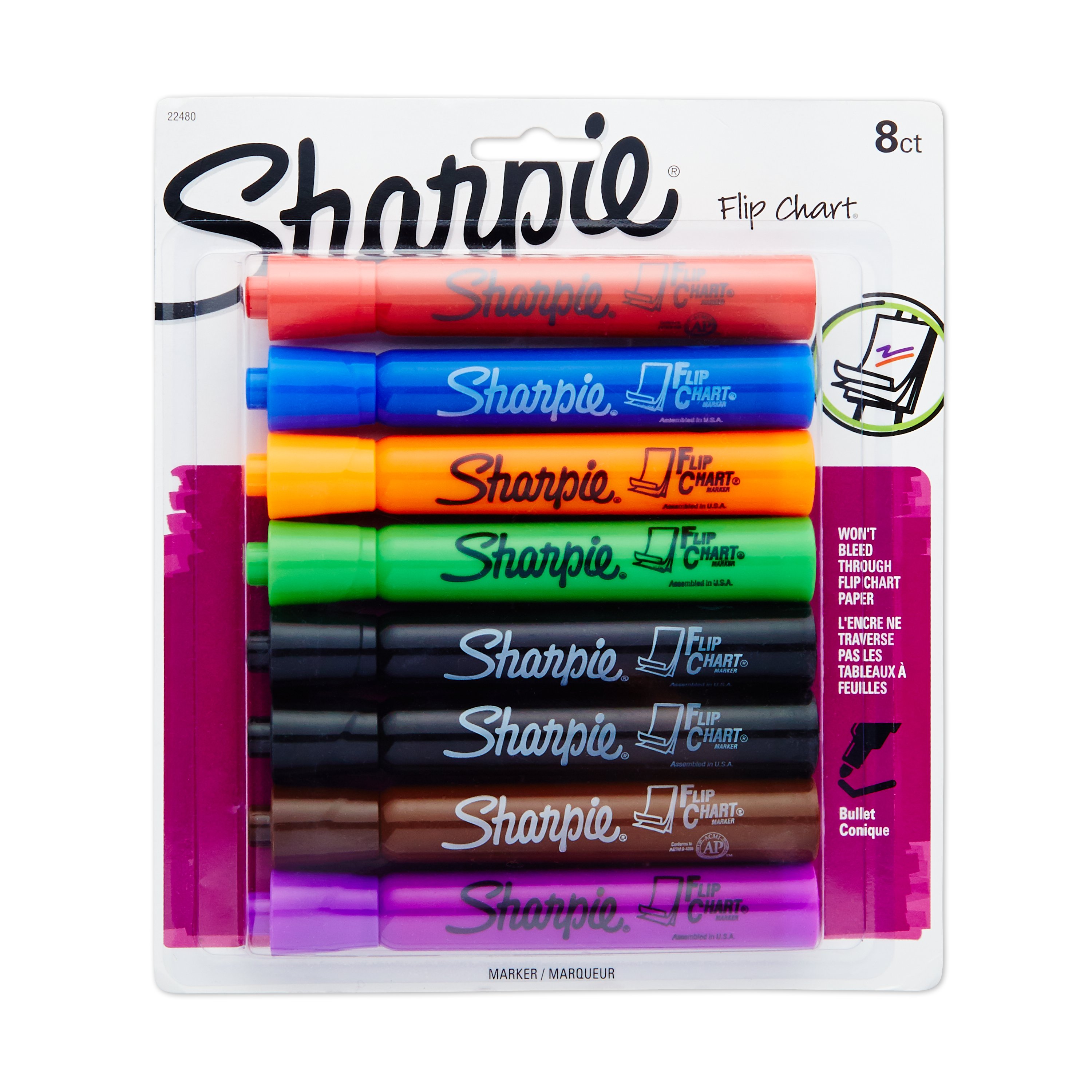Sharpe Mfg Co Sharpie Flip Chart Bold Odorless Marker - Bullet Tip; Pack 8  418801