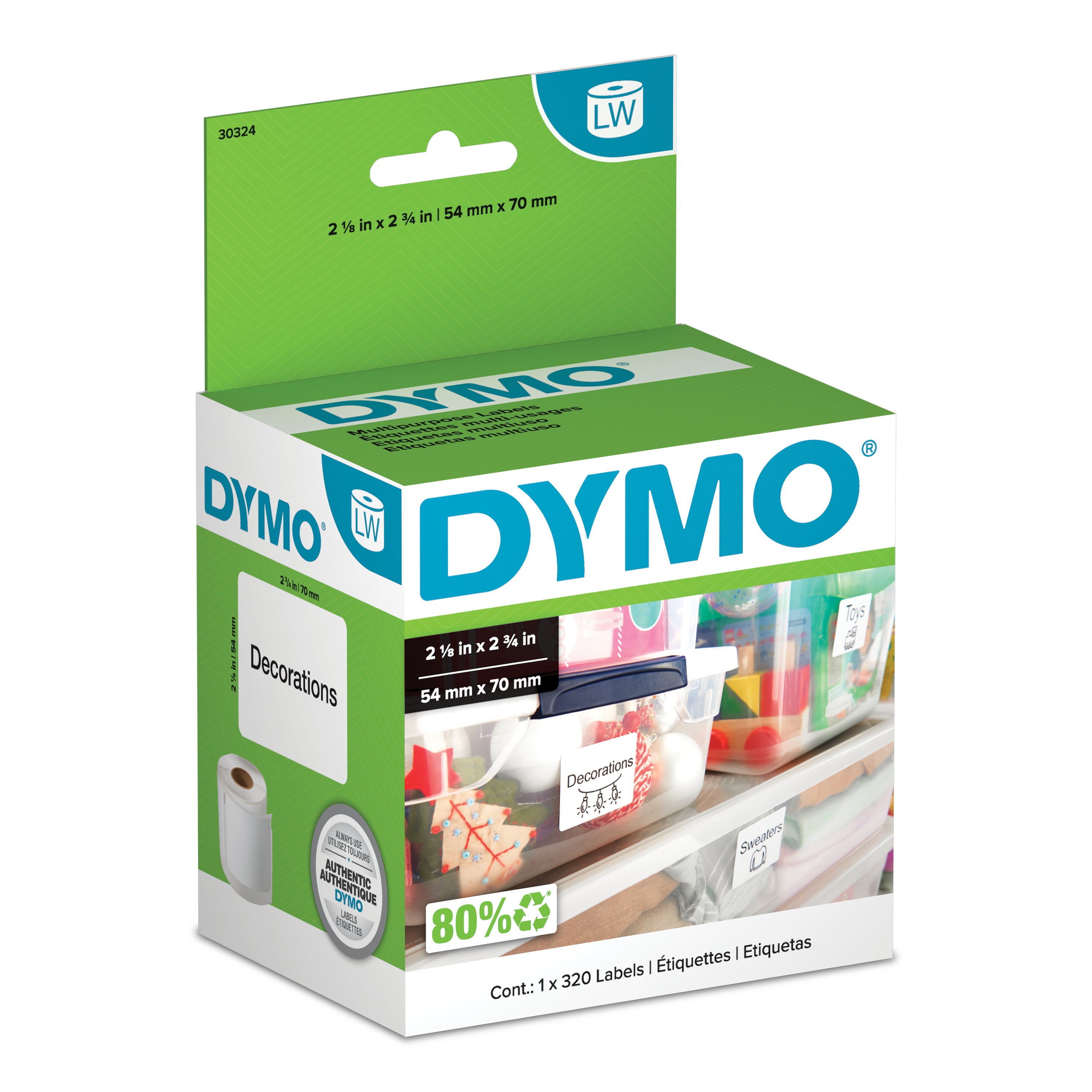 6Roll Multipurpose Labels 1” X 2 1/8” for Dymo 30336 Label Writer 450 EL40 SE450 