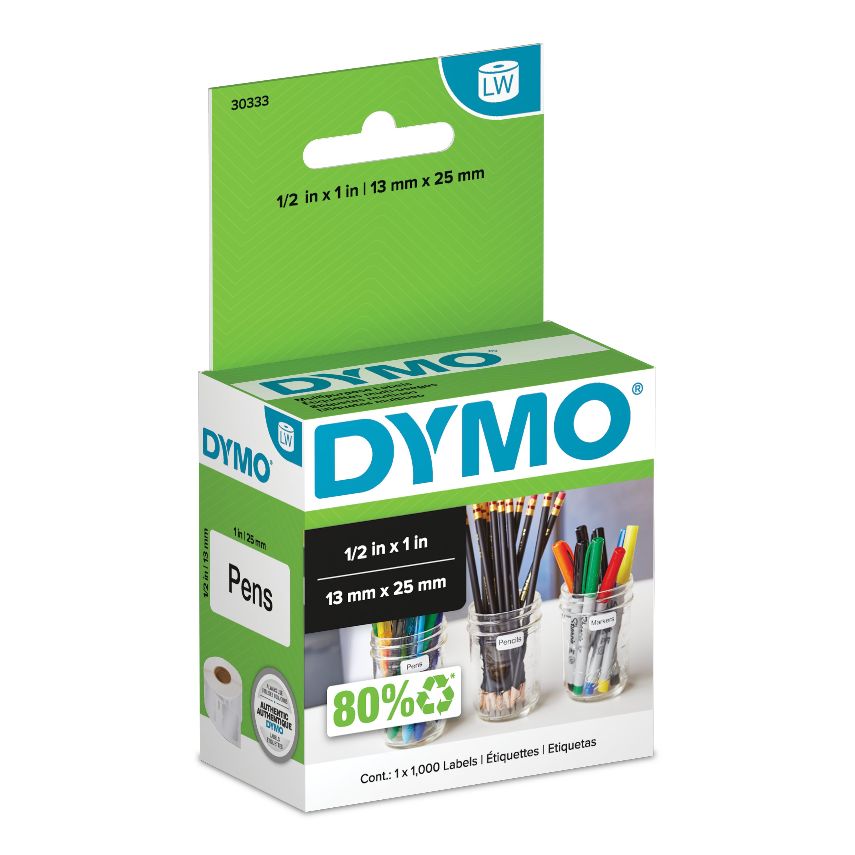 DYMO LabelWriter Boite de 1 rouleau de 110 étiquettes blanches Classeur dos  étroit 38mm x 190mm