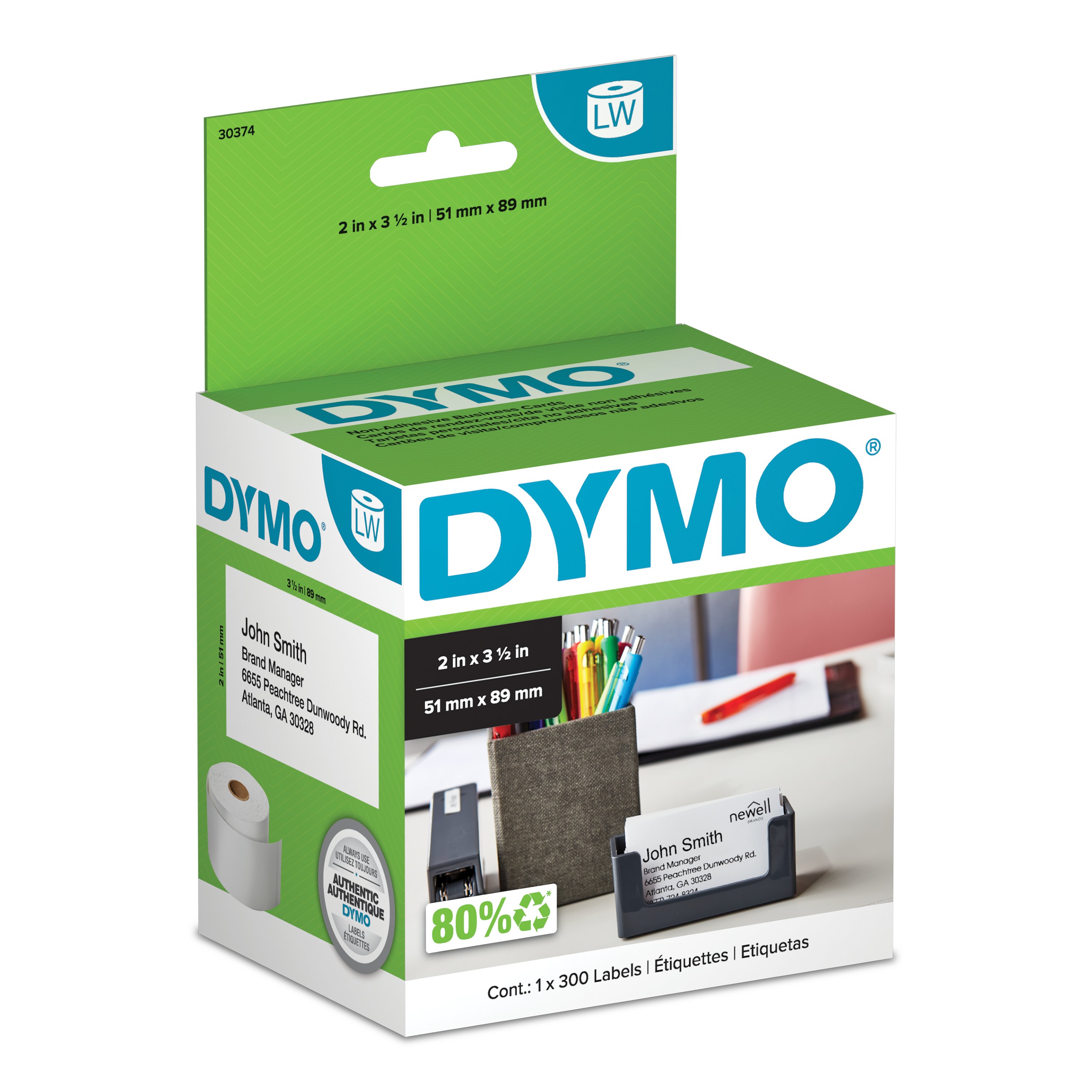 Dymo LV-30374 Compatible Green Appointment Cards