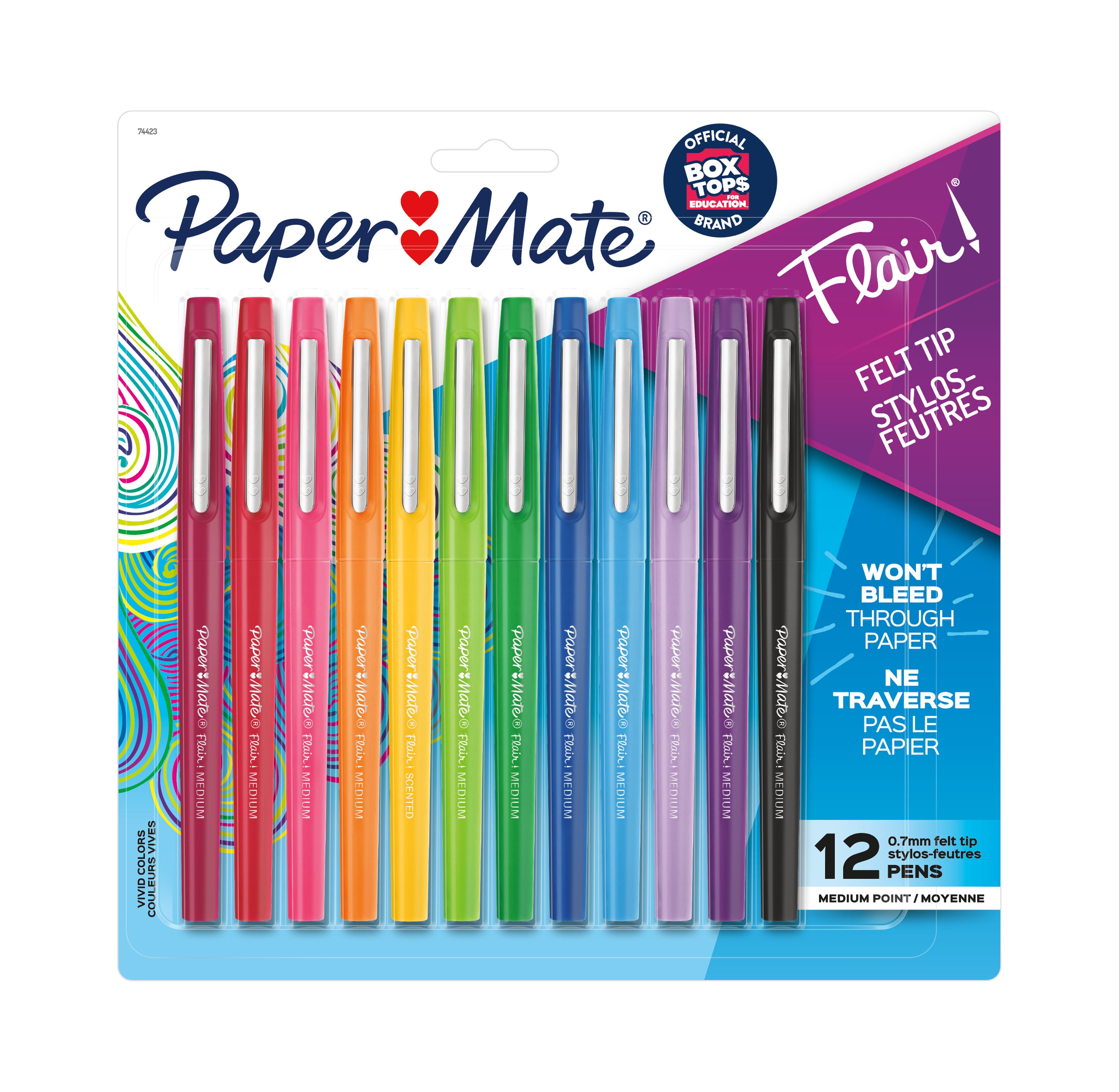 8 Pack Paper Mate Flair Felt Tip Pens Medium 0.7mm Papermate MULTICOLOURED 