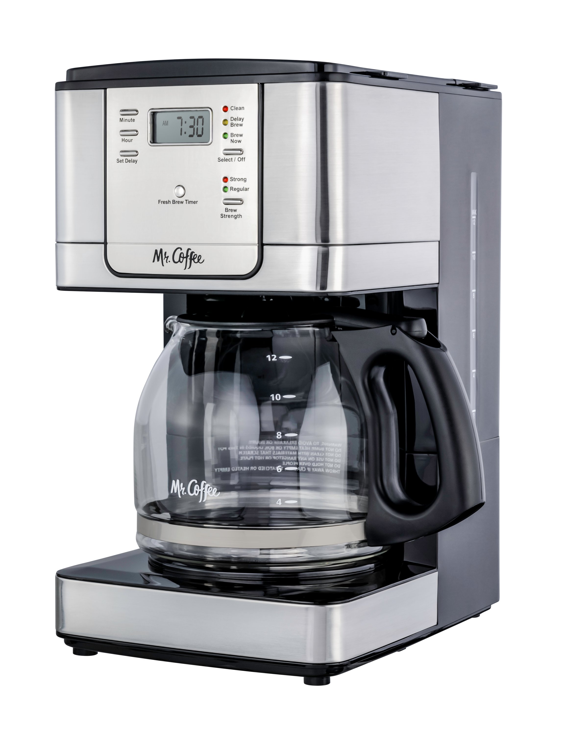 Mr. Coffee 12 Cup Programmable Coffee Maker, Strong Brew Selector, Stainless Steel