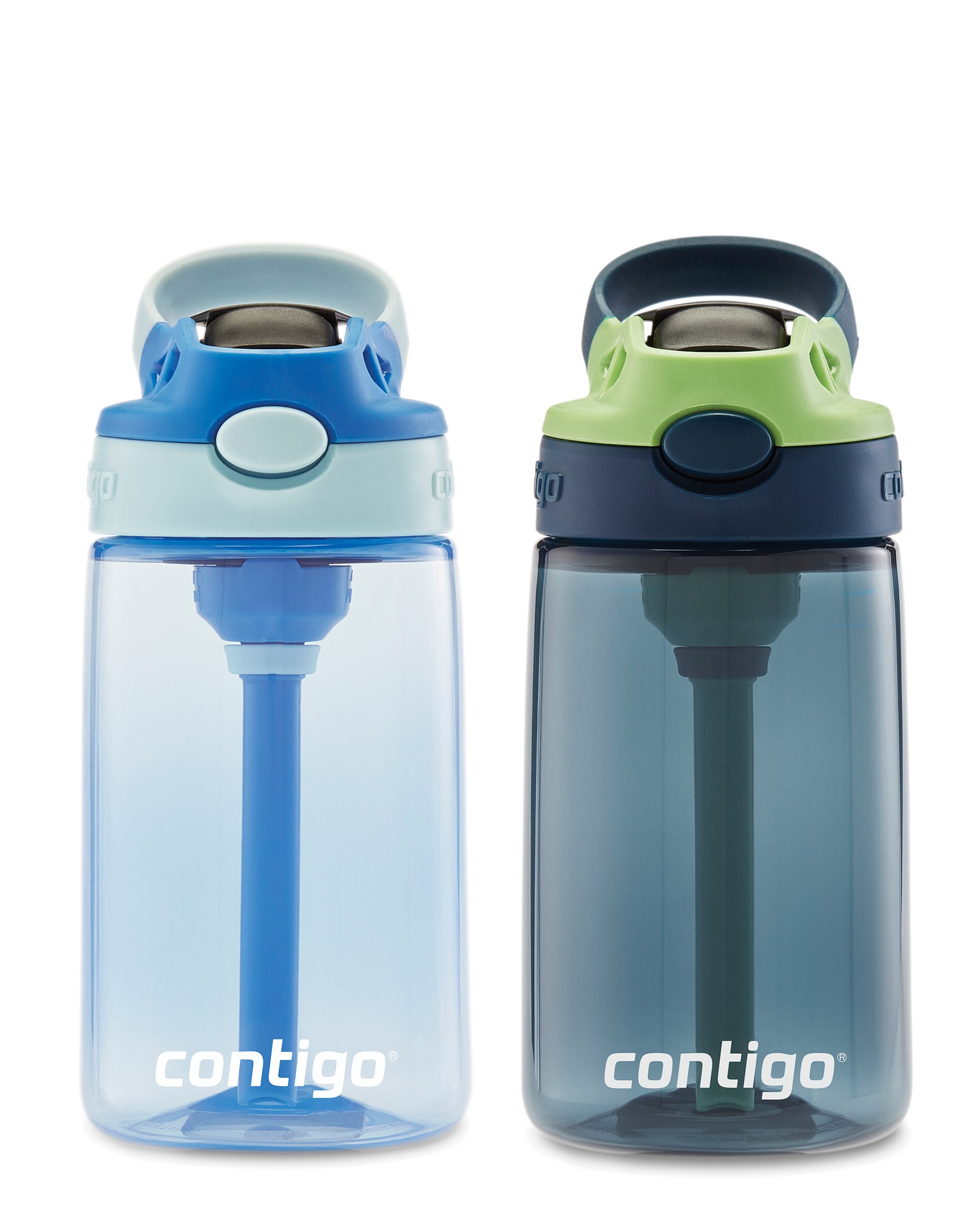AutoSpout Straw Water Bottle with Easy-Clean Lid 2-Pack Contigo Kid's 14 oz 