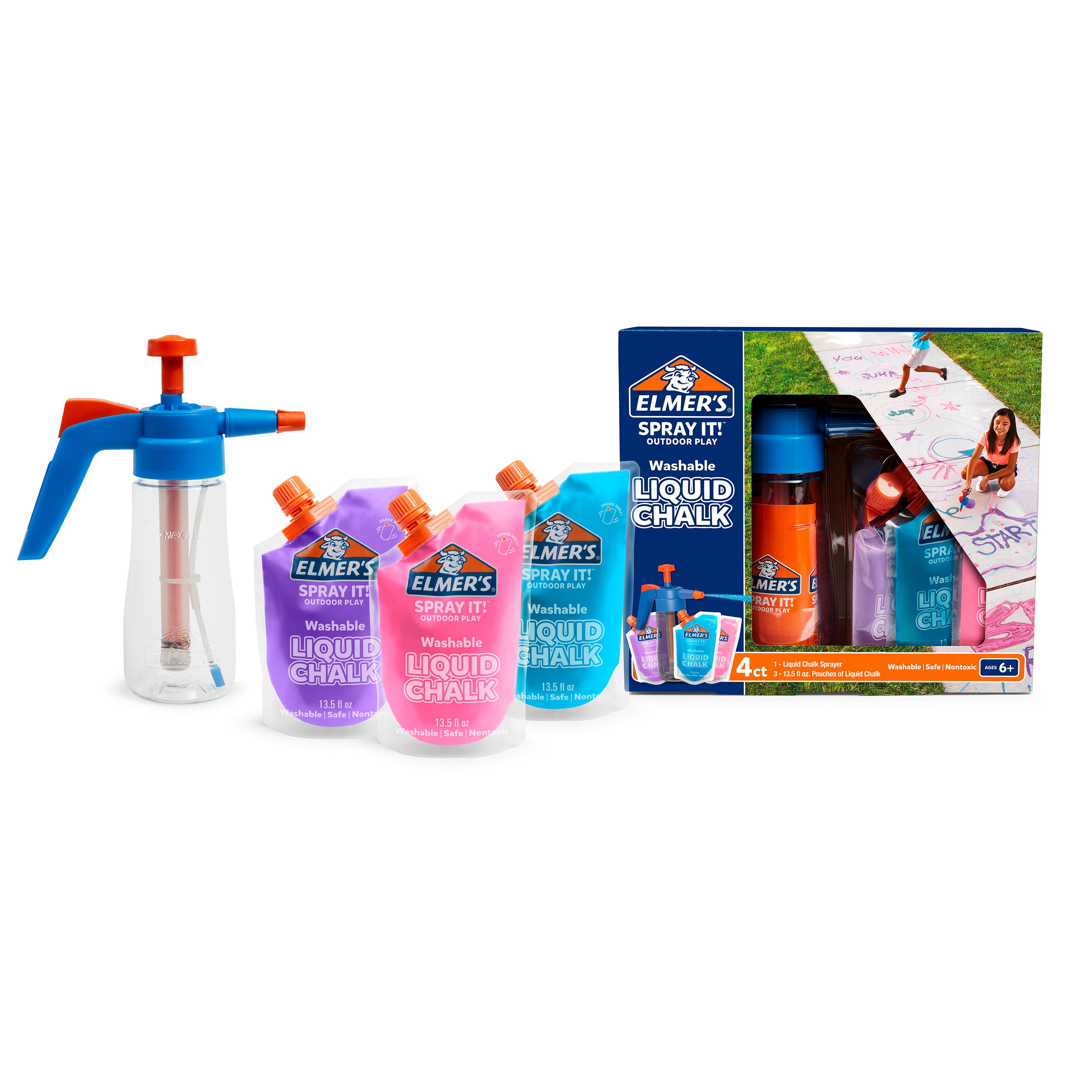 Elmer's Spray It! Outdoor Play Washable Liquid Chalk Kit