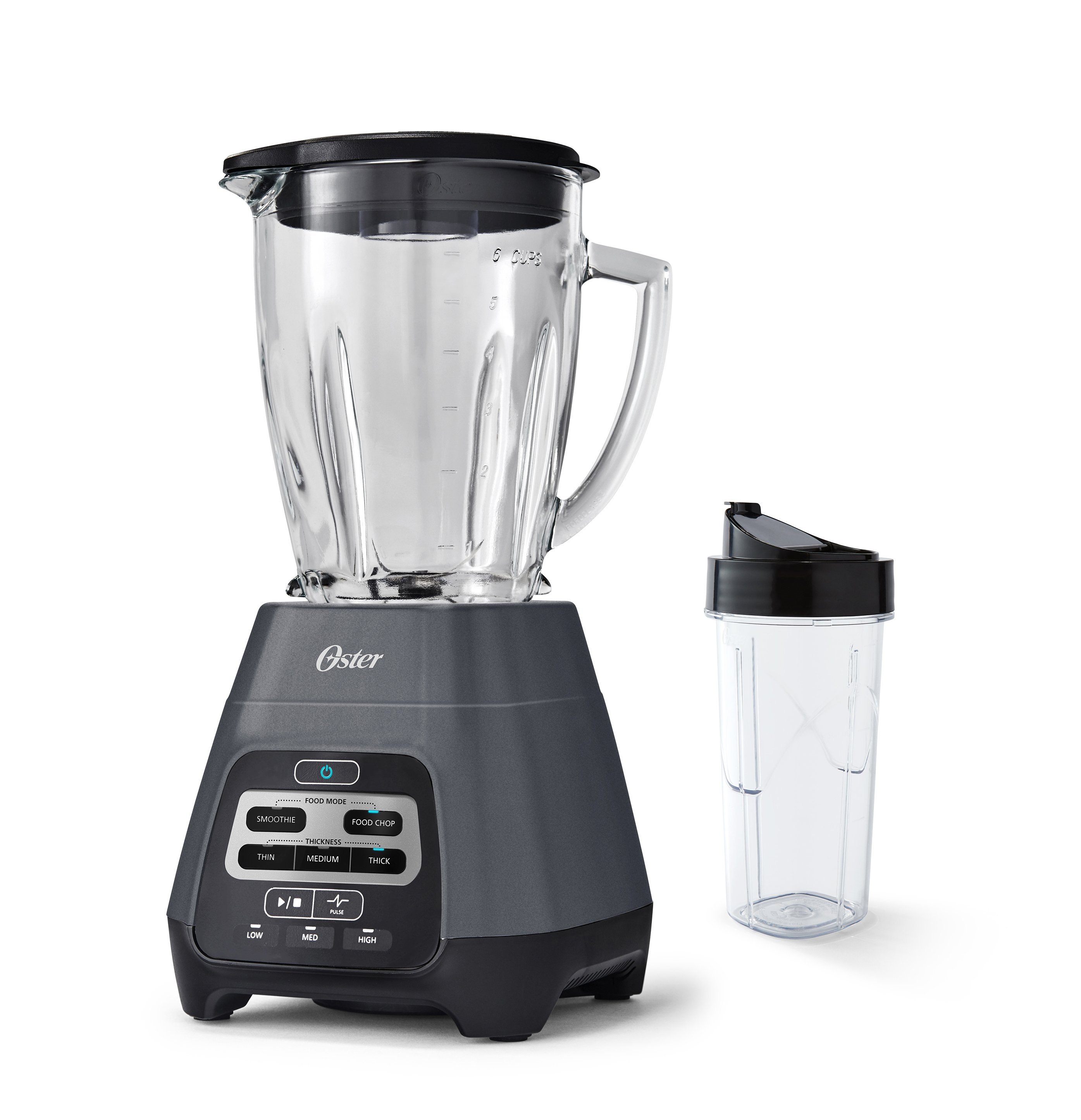 Oster® Master Series Blender with Texture Select Settings, Blend-N-Go Cup and Glass Jar, Grey |