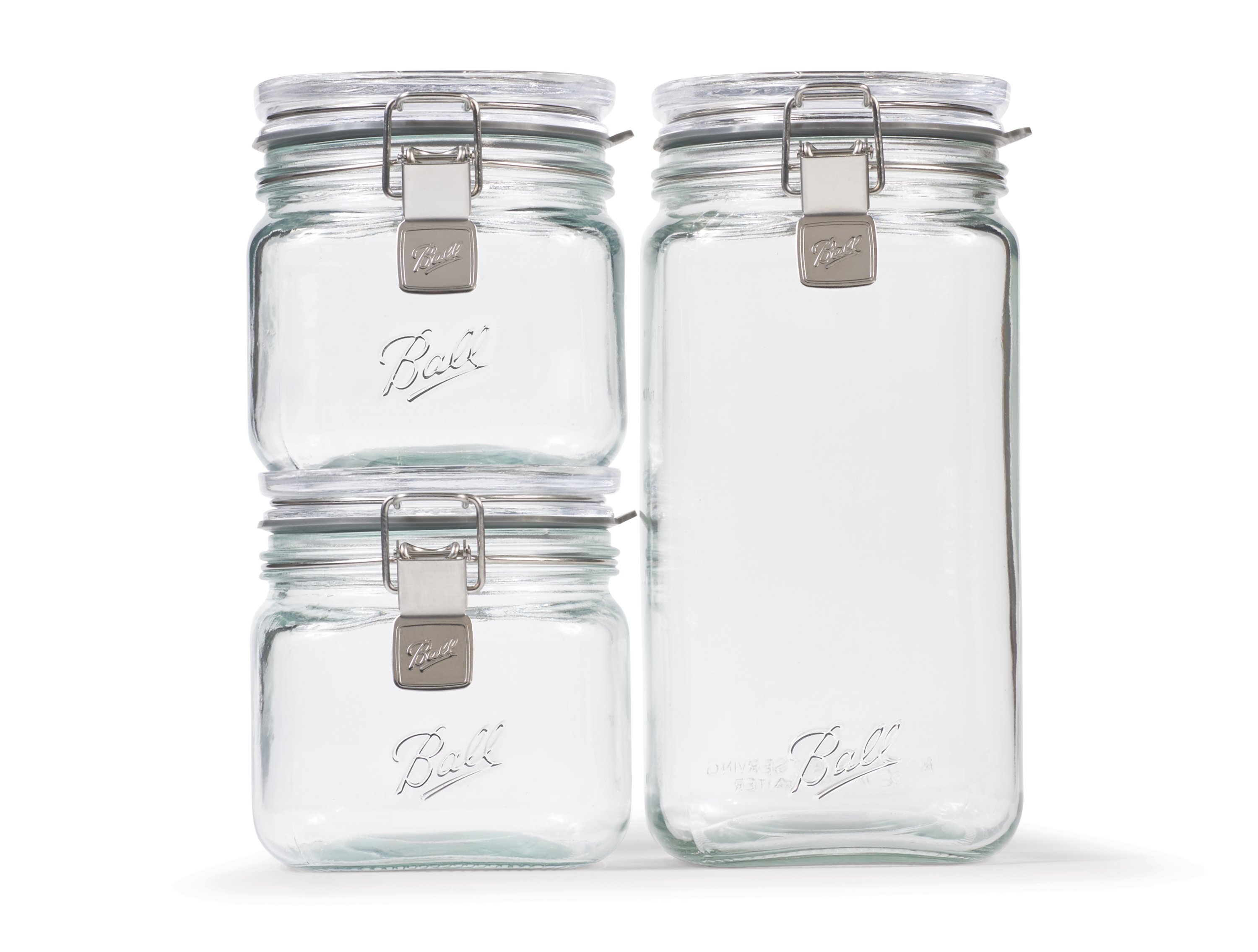 Mason Craft & More Airtight Kitchen Food Storage Clear Glass Clamp Jars,  101 Ounce (3 Liter) Extra Large Clamp Jar