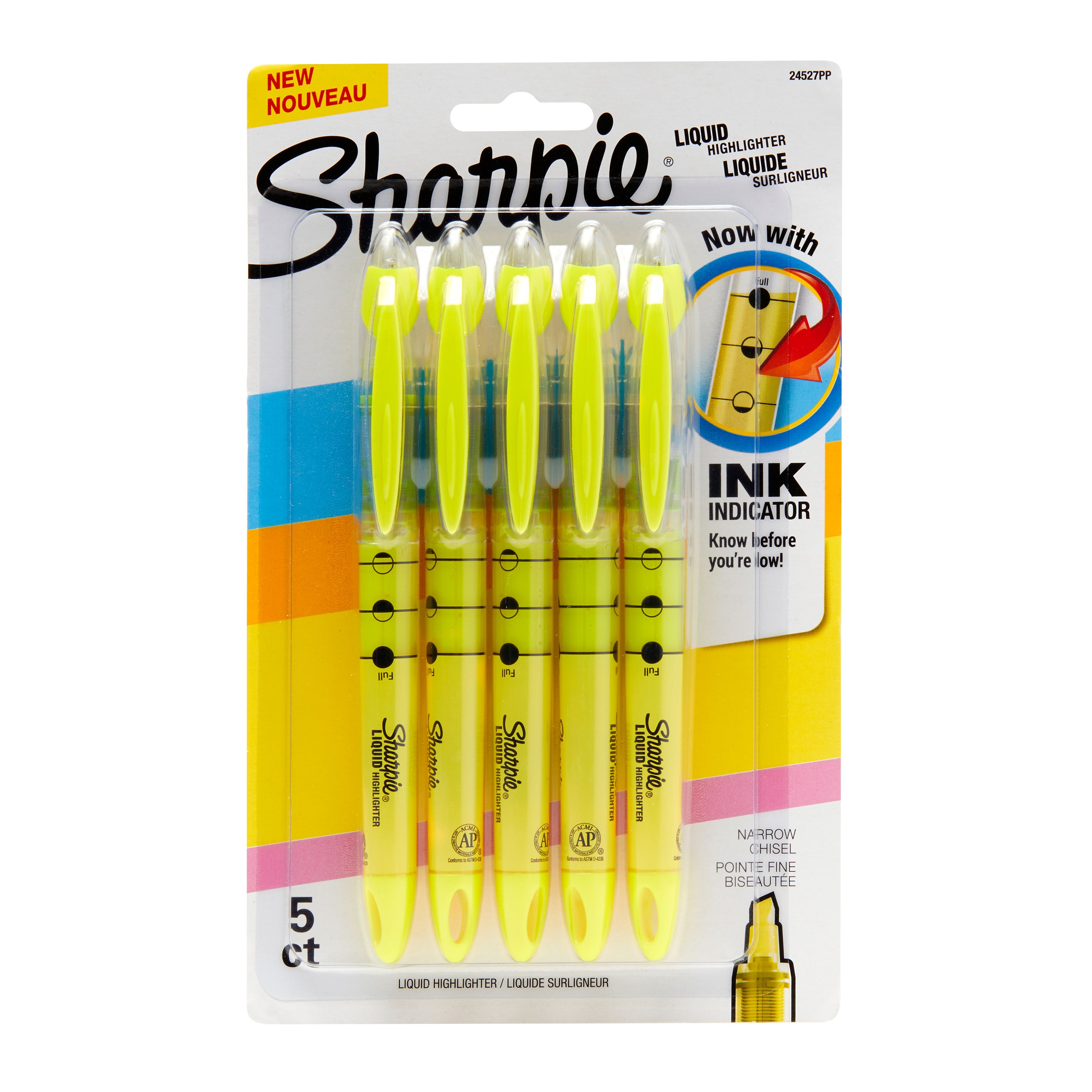 BRAND NEW NARROW CHISEL SHARPIE KNOW BEFORE YOU'RE LOW 5 PACK HIGHLIGHTERS