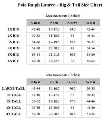 ralph lauren big and tall size chart 69460d