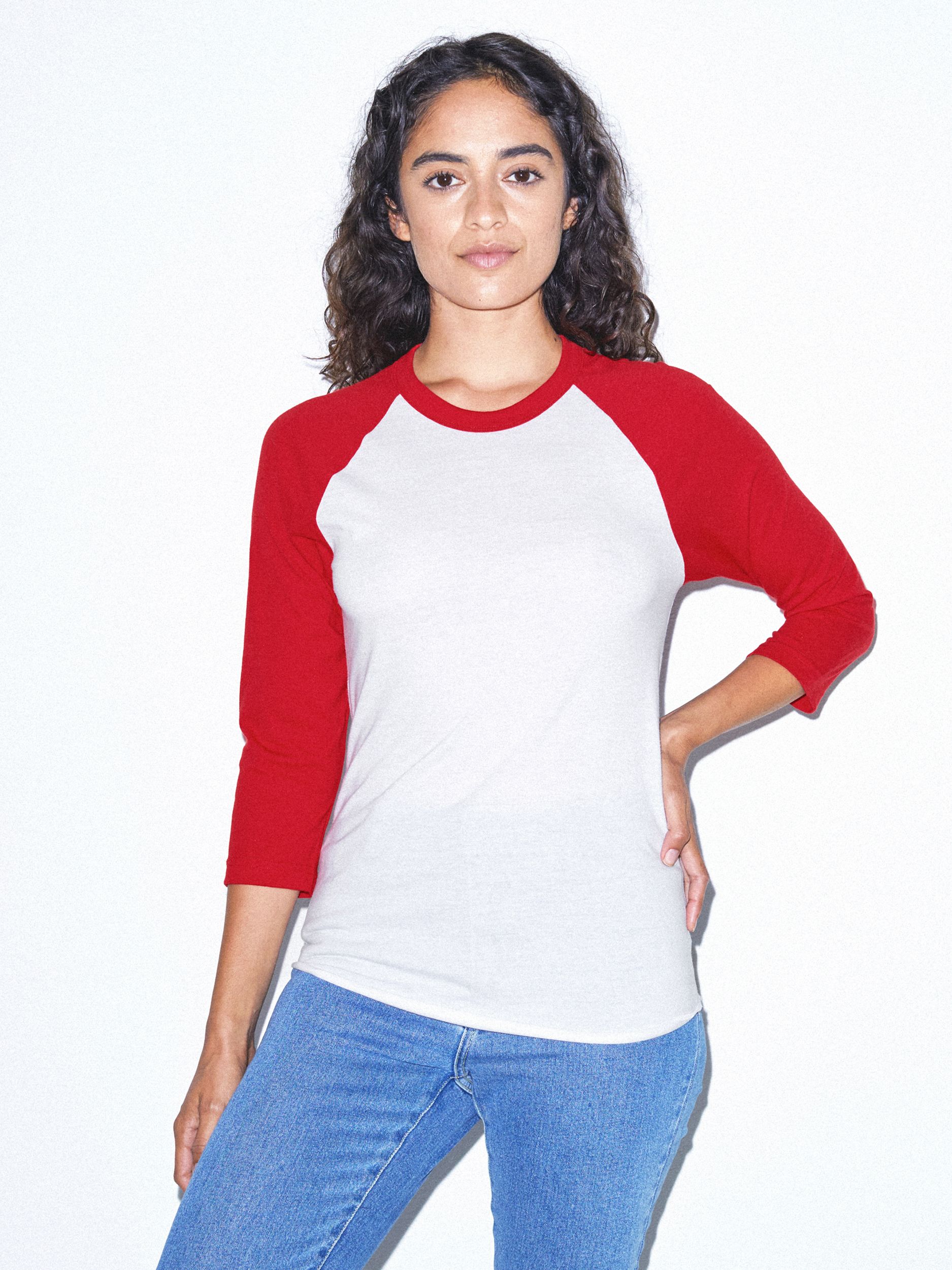 Unisex 50/50 Raglan 3/4 Sleeve T-Shirt | American Apparel