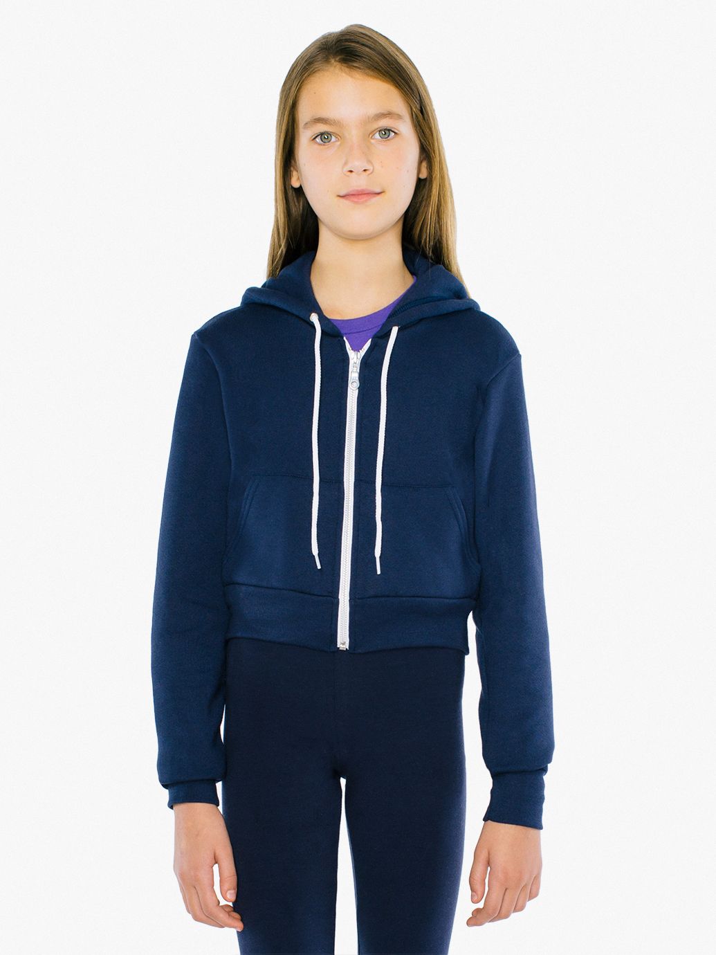 Kids' Flex Fleece Cropped Zip Hoodie | American Apparel