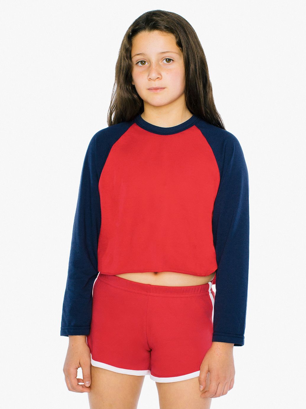 Kids’ 50/50 Cropped 3/4 Sleeve Raglan American Apparel