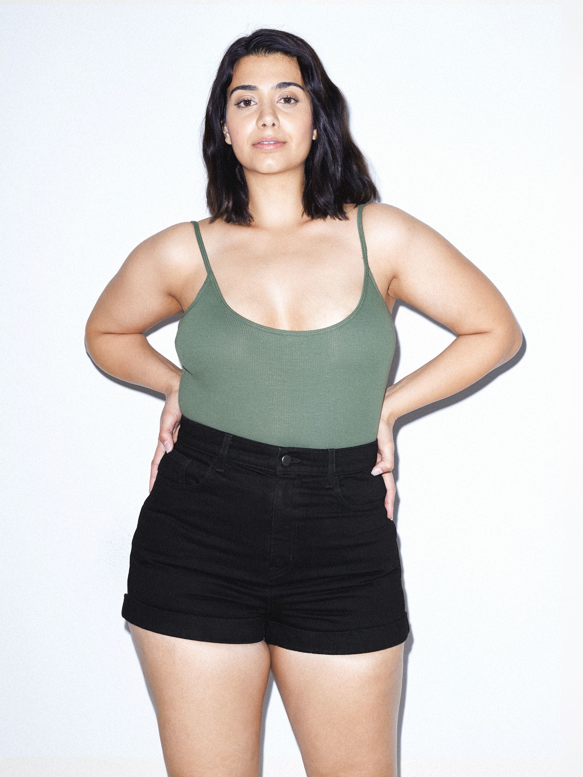 Denim High-Waist Cuff Short