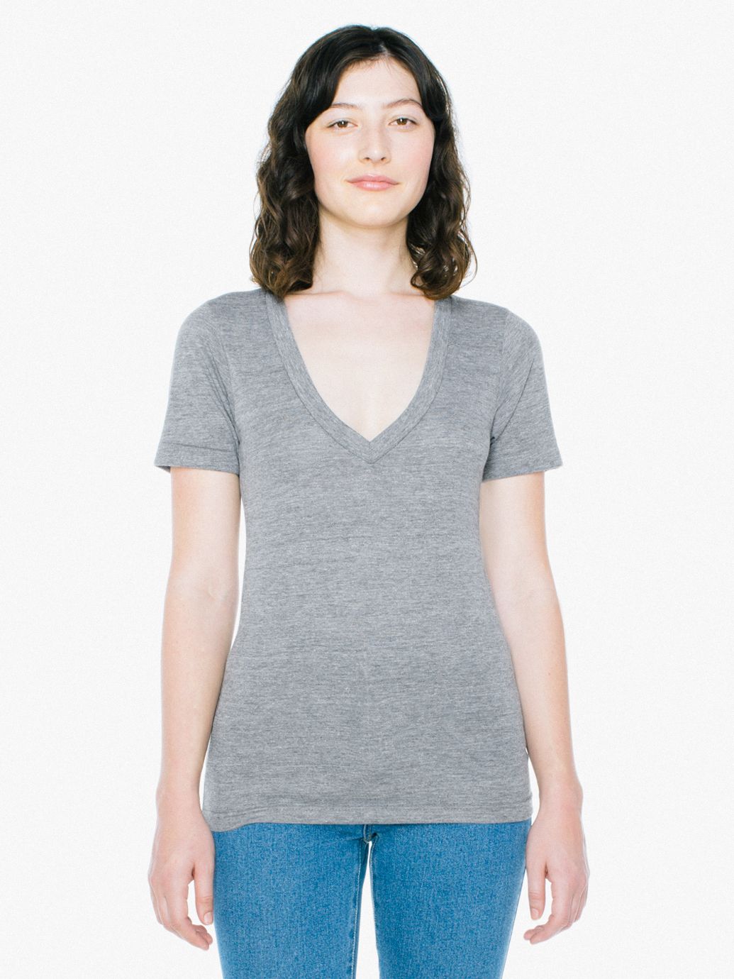 Unisex Tri-Blend Deep V-Neck T-Shirt | American Apparel