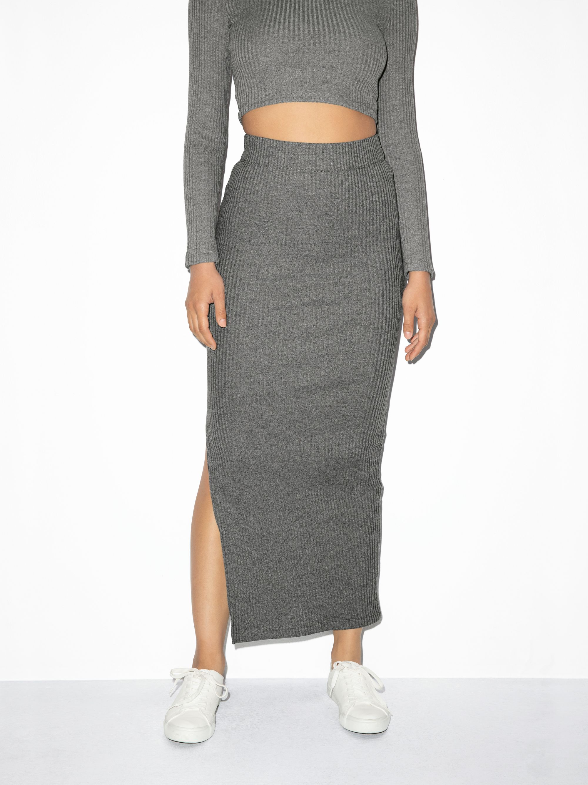 Thick Rib Maxi Skirt | American Apparel