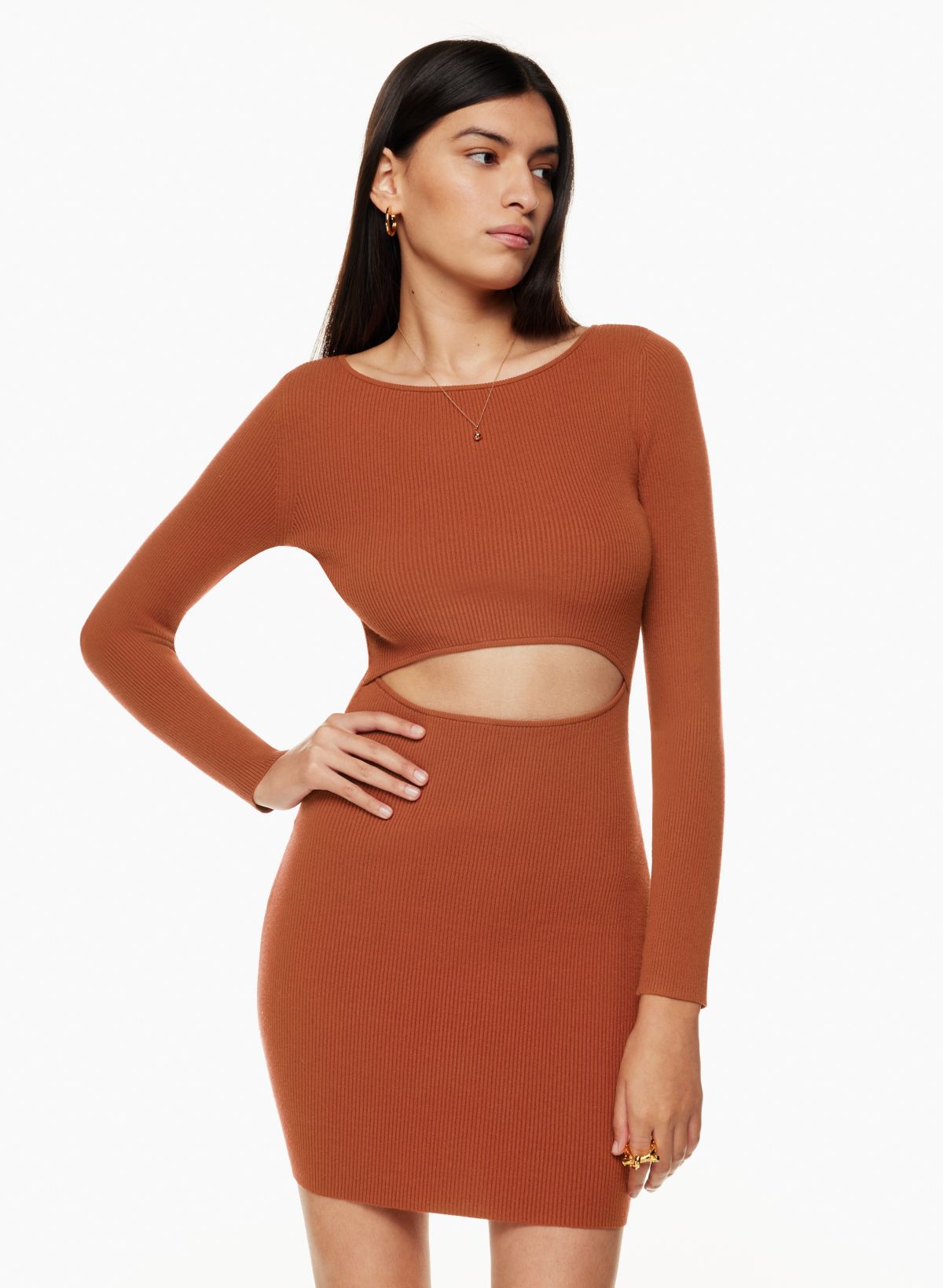 Wilfred Free CUT-OUT KNIT LONGSLEEVE MINI DRESS | Aritzia CA