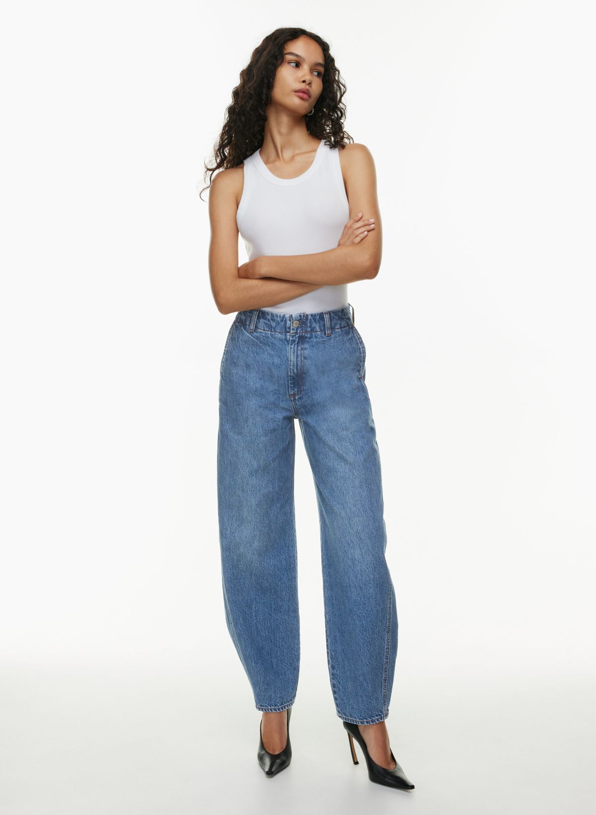 baggy high rise jeans