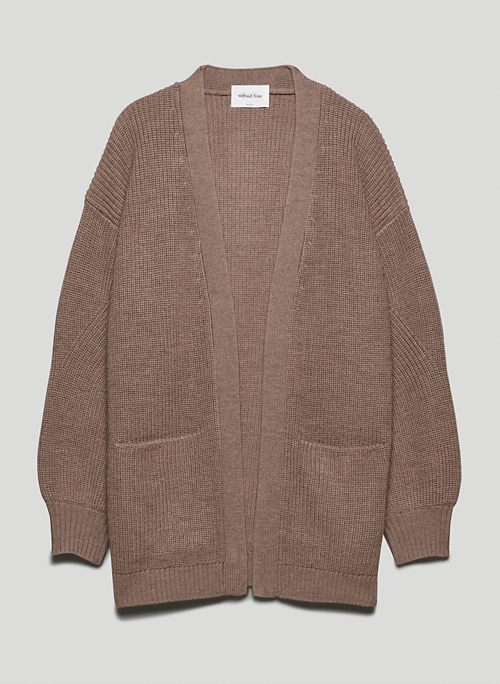 UNWIND CARDIGAN - Merino wool open-front relaxed cardigan