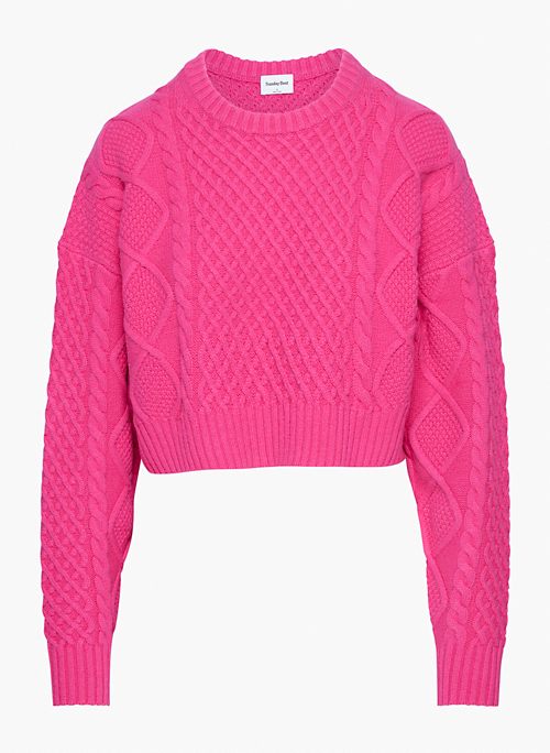 PEGGY CROPPED SWEATER - Merino wool cropped cable-knit sweater
