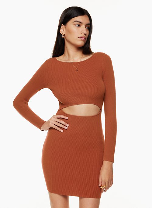 Wilfred Free CUT-OUT KNIT LONGSLEEVE MINI DRESS | Aritzia US