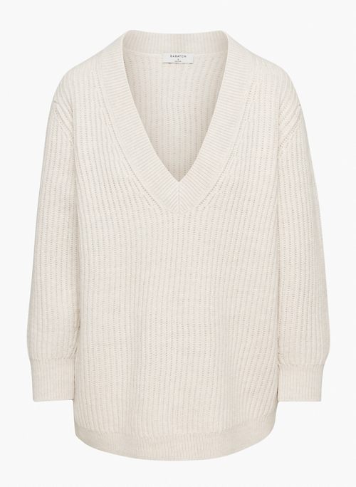 ROGER SWEATER - Long V-neck merino wool sweater
