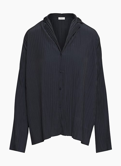 COLLECTOR SHIRT - Drapey plisse button-up blouse