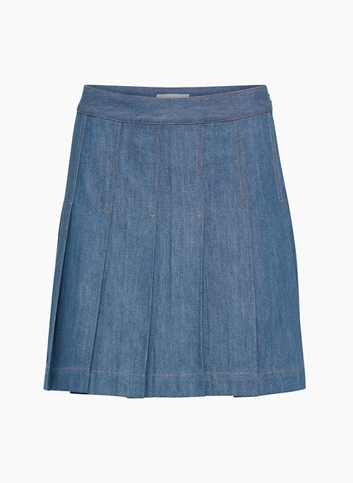 PERSPECTIVE JEAN SKIRT - Pleated denim mini skirt