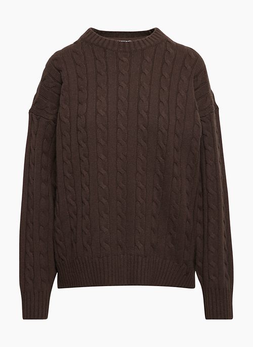 PEGGY SWEATER - Merino wool crewneck cable-knit sweater