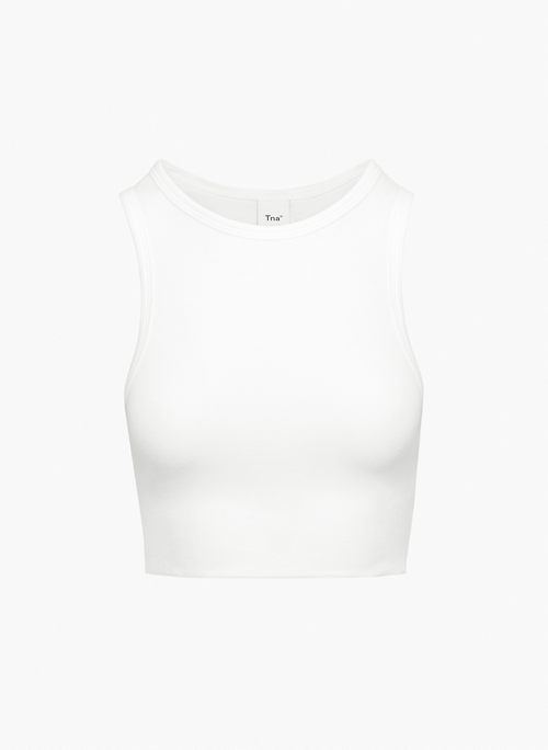 HOMESTRETCH™ CREW CROPPED TANK - Ribbed cotton racerback tank