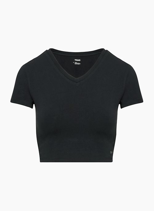 HOLD-IT™ ORTIZ V-NECK CROPPED T-SHIRT - Cropped stretch-jersey V-neck t-shirt