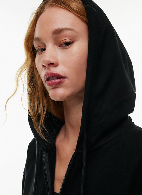 terry fleece boyfriend boxy zip hoodie