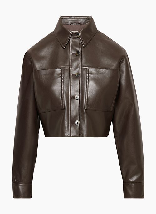 LITTLE CROPPED JACKET - Classic Vegan Leather button-up jacket