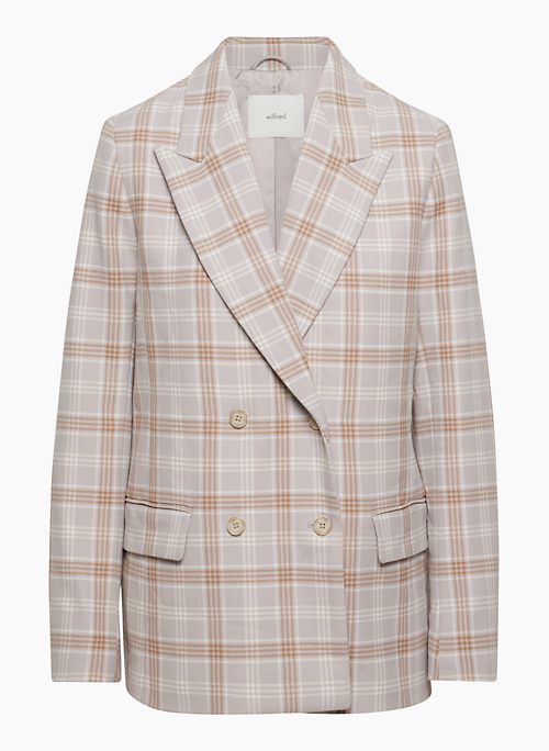 DESTINY BLAZER - Double-breasted textured twill blazer with shoulder pads