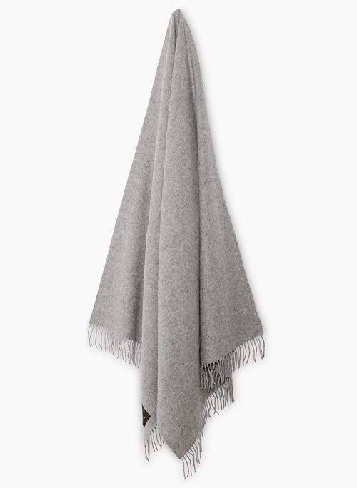 WOOL BLANKET SCARF - Wool scarf with fringe trim