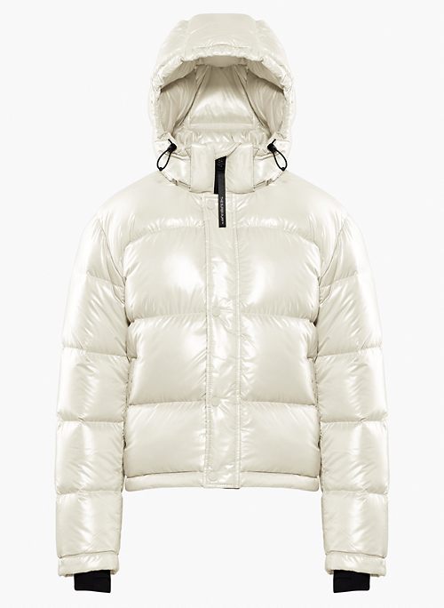 THE SUPER PUFF™ SHORTY - Cropped goose down puffer jacket made with Hi-Gloss fabric from France
