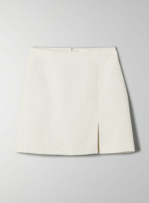 PATIO LINEN SKIRT - High-waisted, A-line linen mini skirt