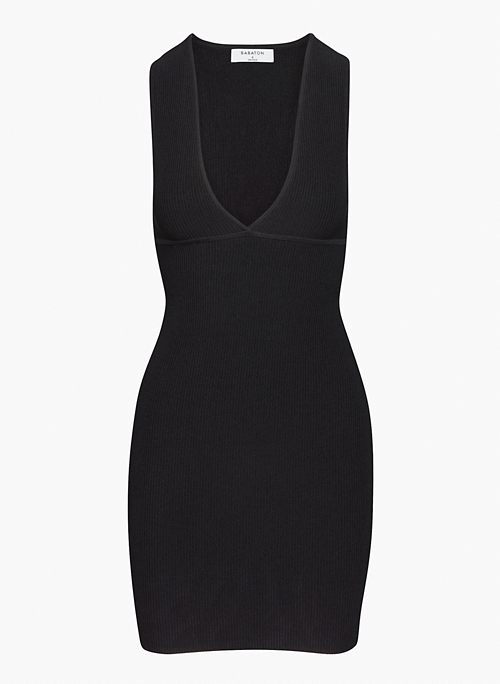 DEEP V DRESS - Ribbed V-neck mini dress